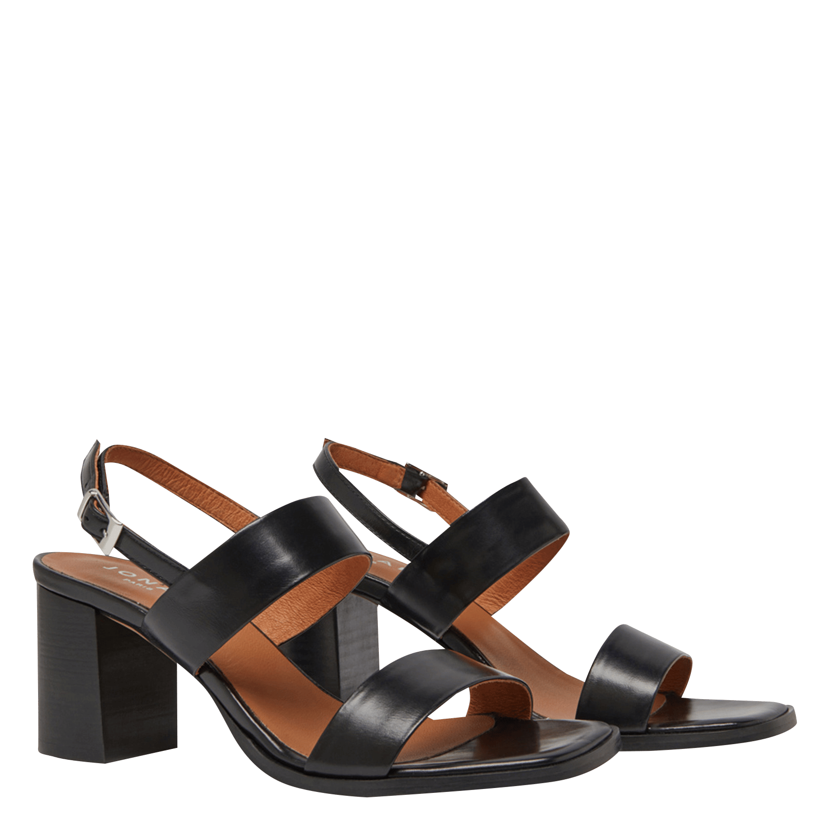 Heeled leather sandals JONAK Black
