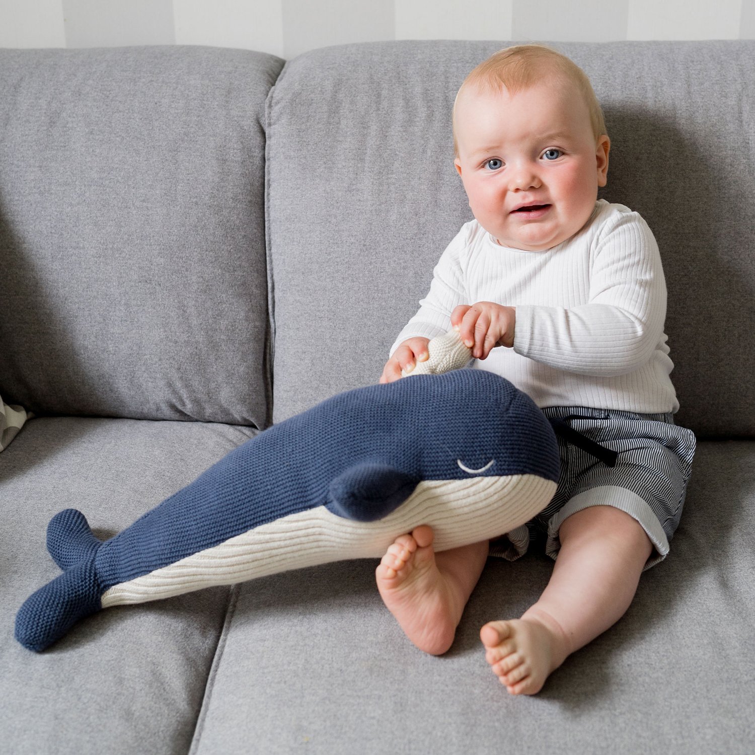 Cotton crochet whale soft toy KINDSGUT Blue