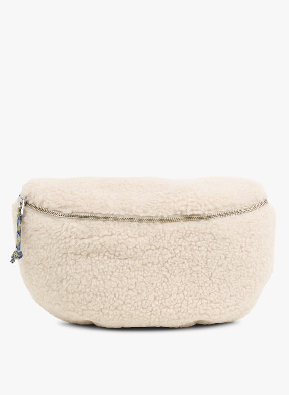 Beige Faux fur waist bag