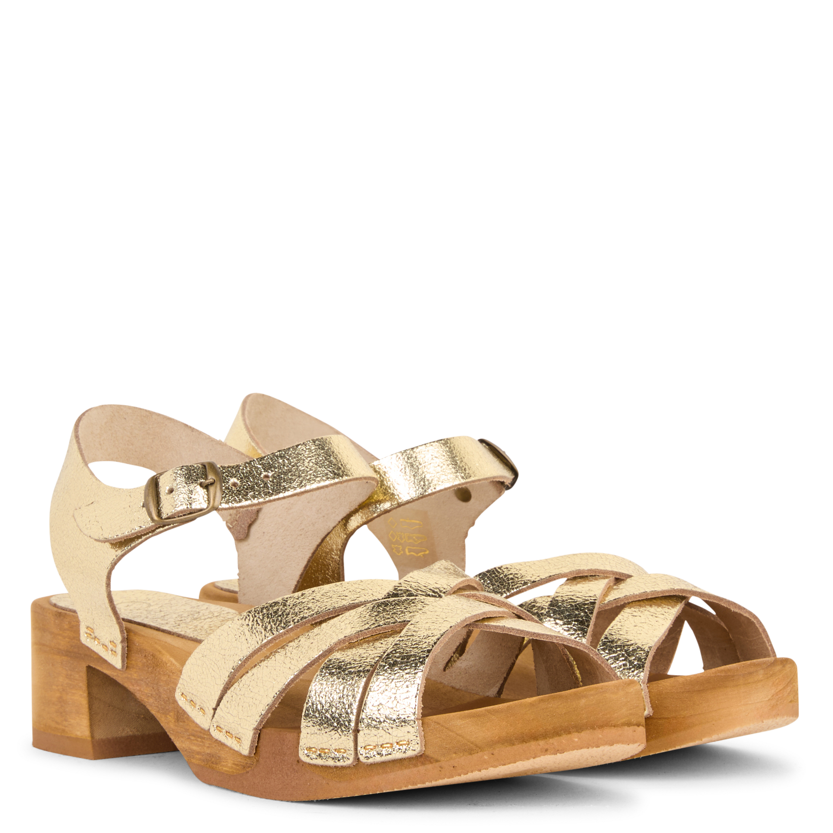 Glanzende, leren sandalen BOSABO Goudkleurig