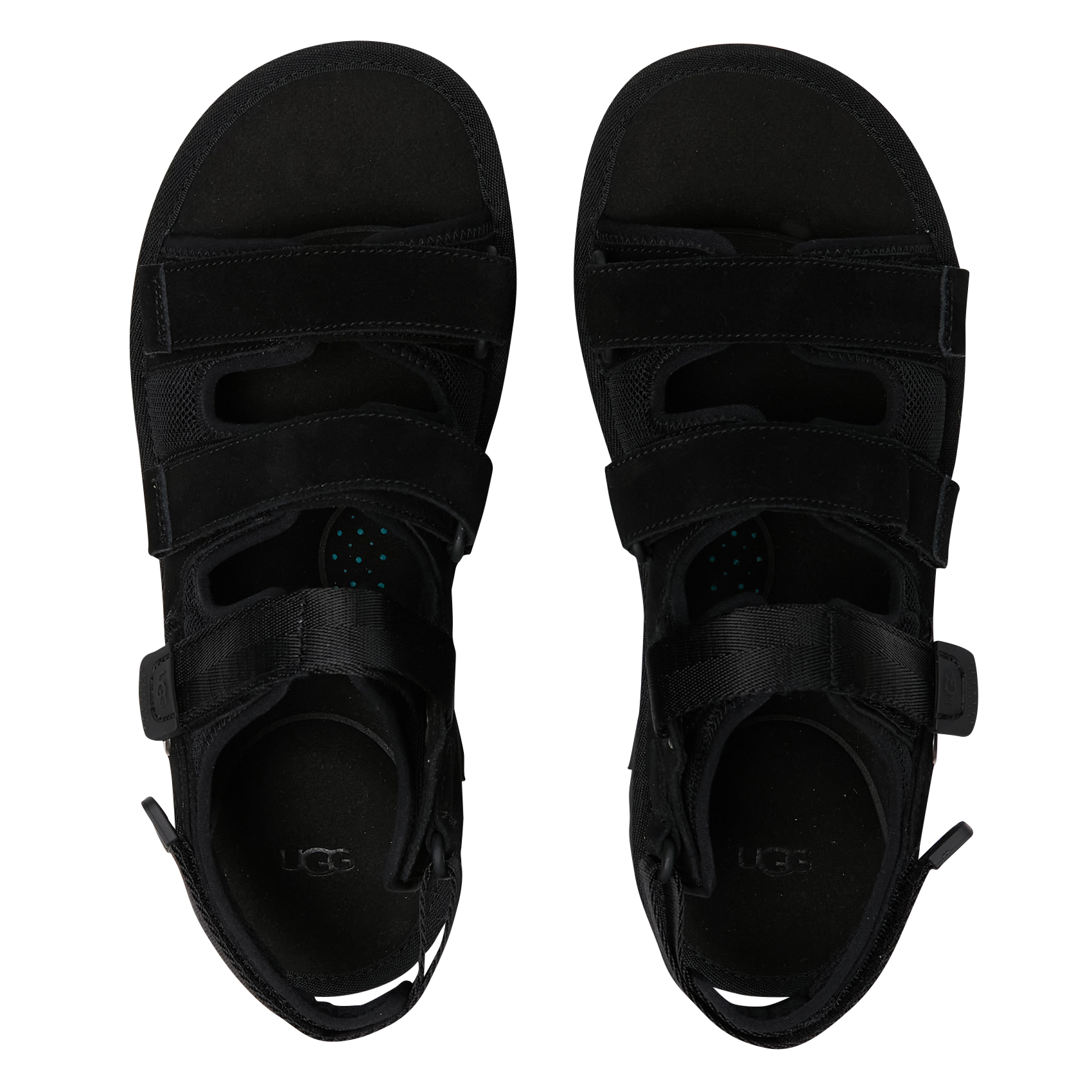 Sandalen met meerdere bandjes van leer en mesh Zwart