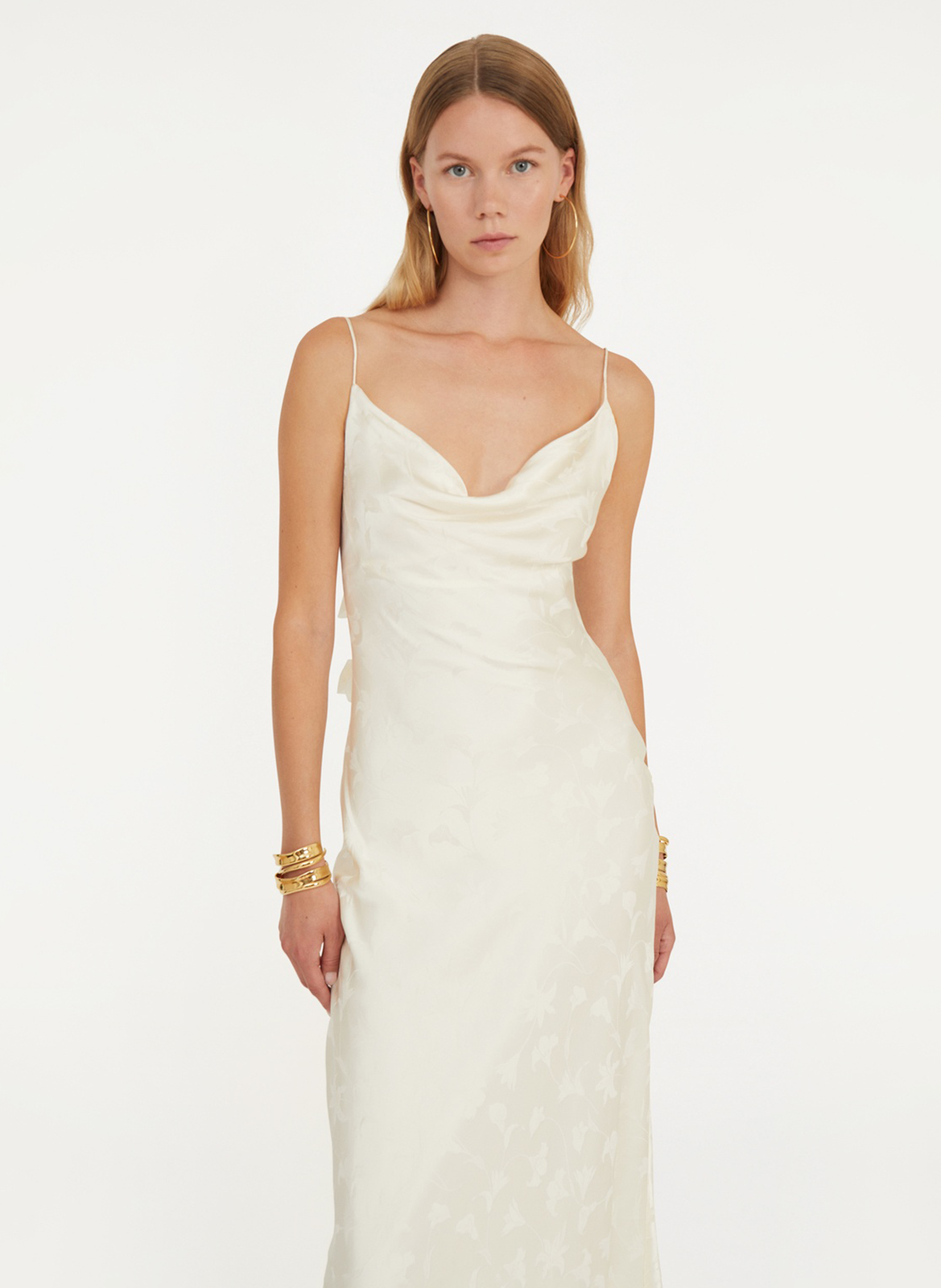 Long silk printed dress ROTATE Multicolored