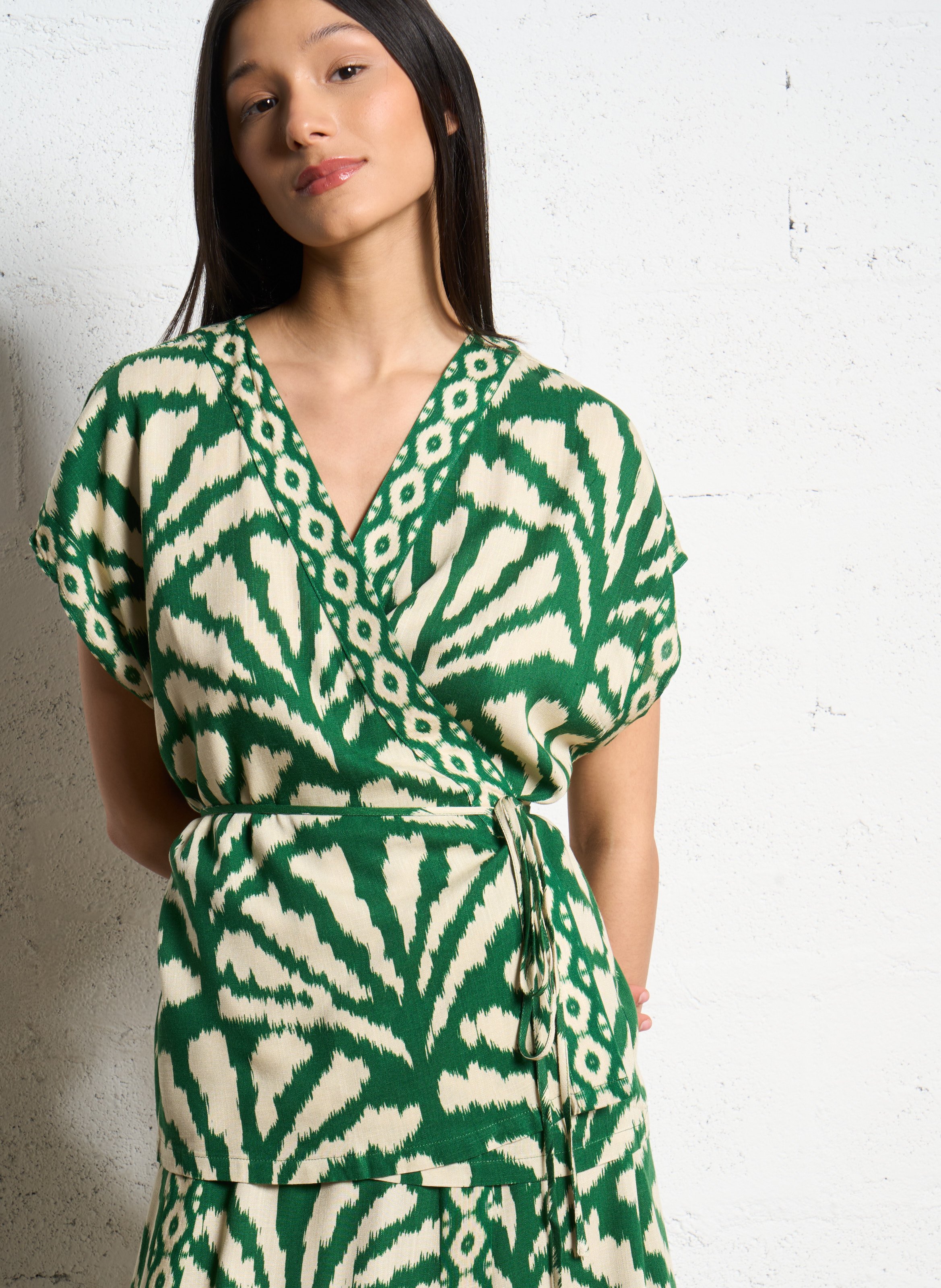 Buttoned wool-blend jacket with classic collar LA PETITE ETOILE Green