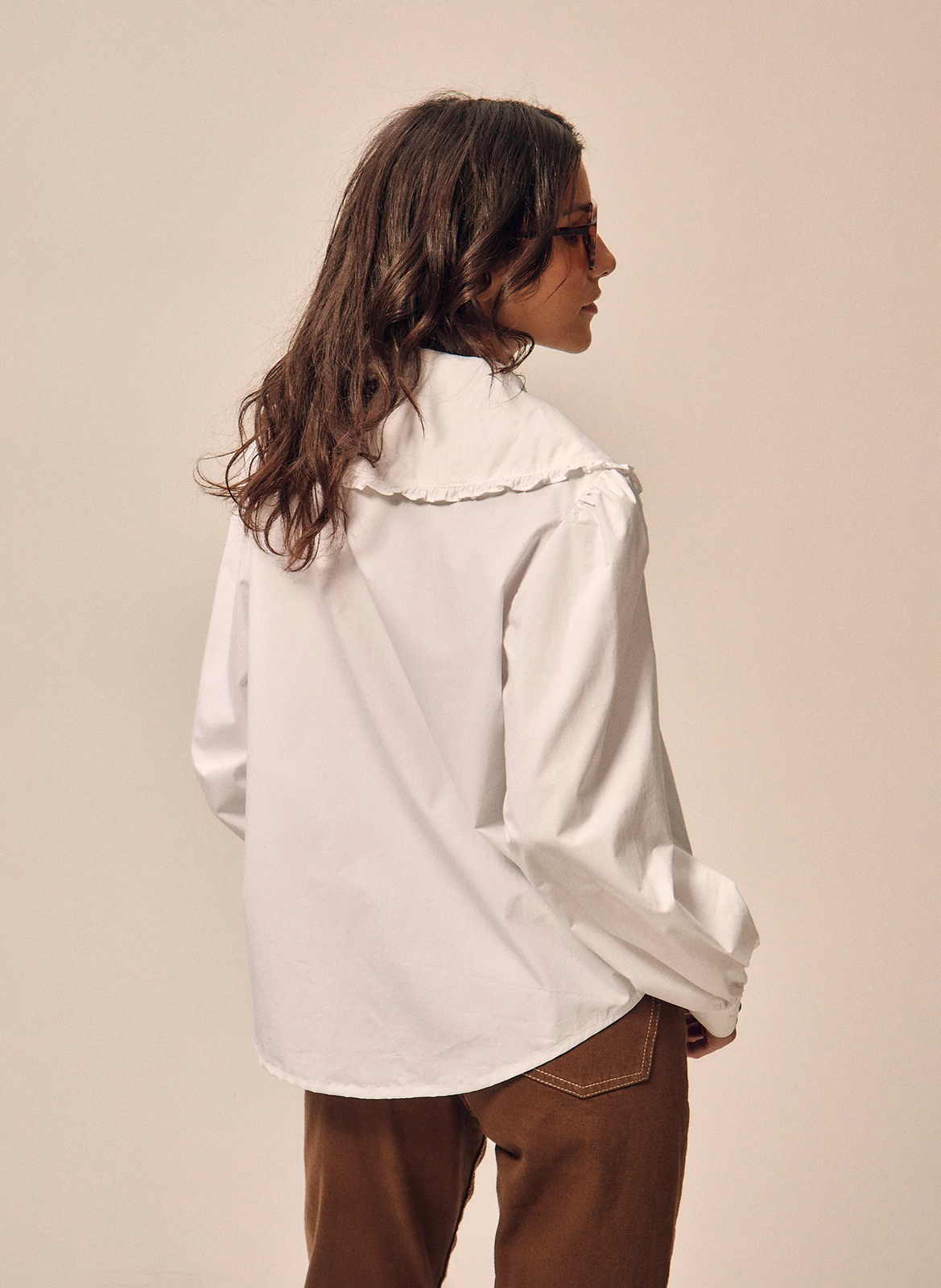 Cotton Peter Pan collar blouse NITAH White