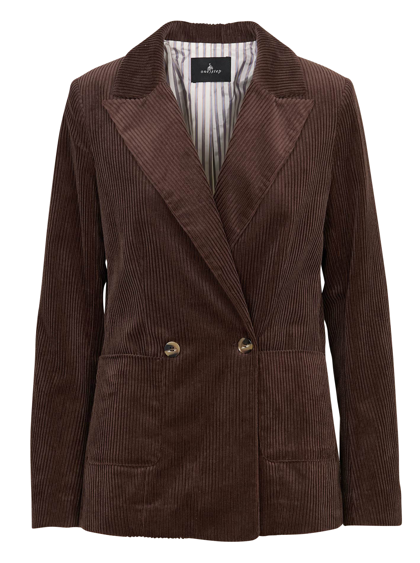 Veste tailleur droite en coton ONE STEP Marron
