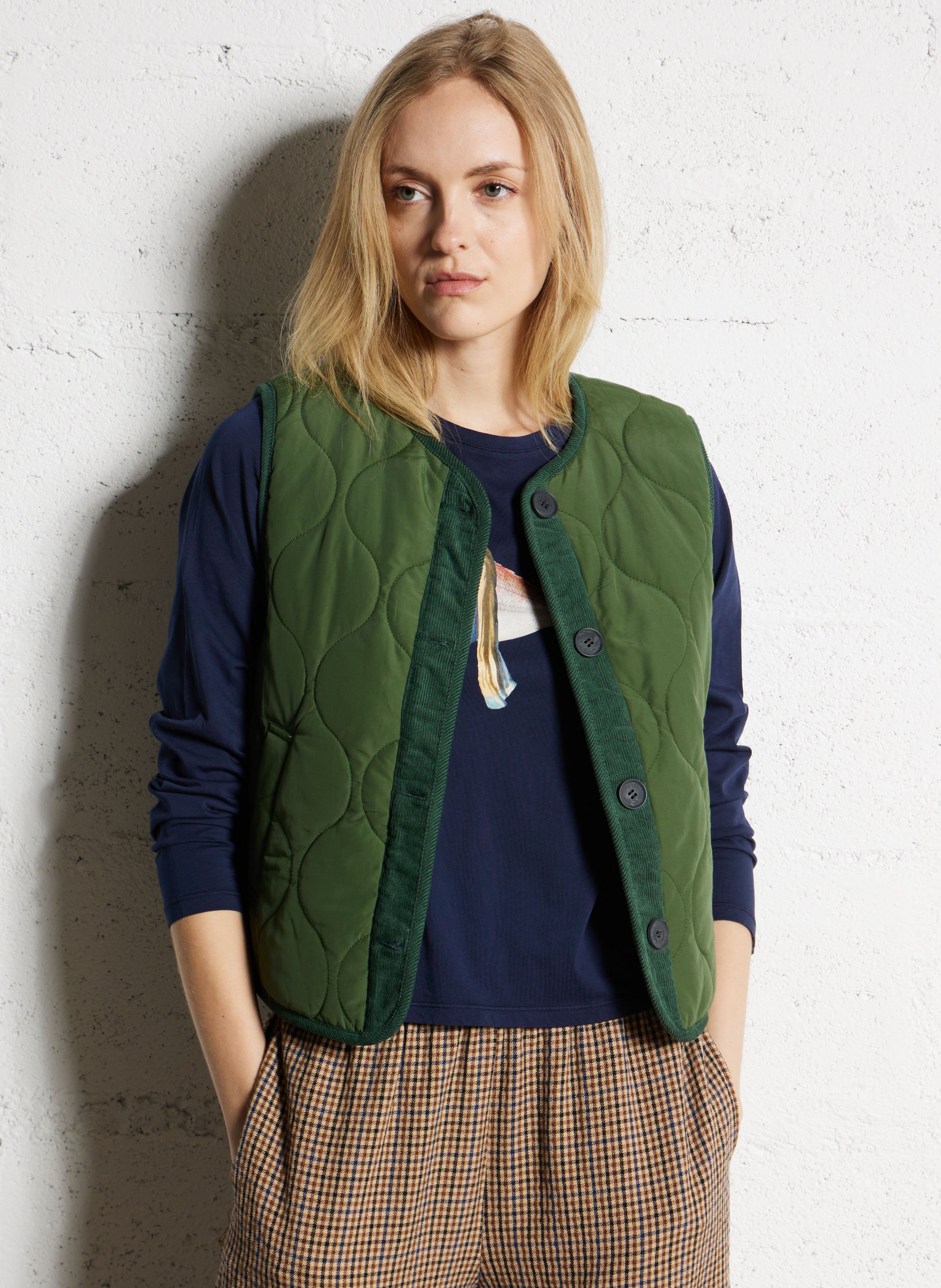 Veste sans manches courte réversible NICE THINGS Kaki