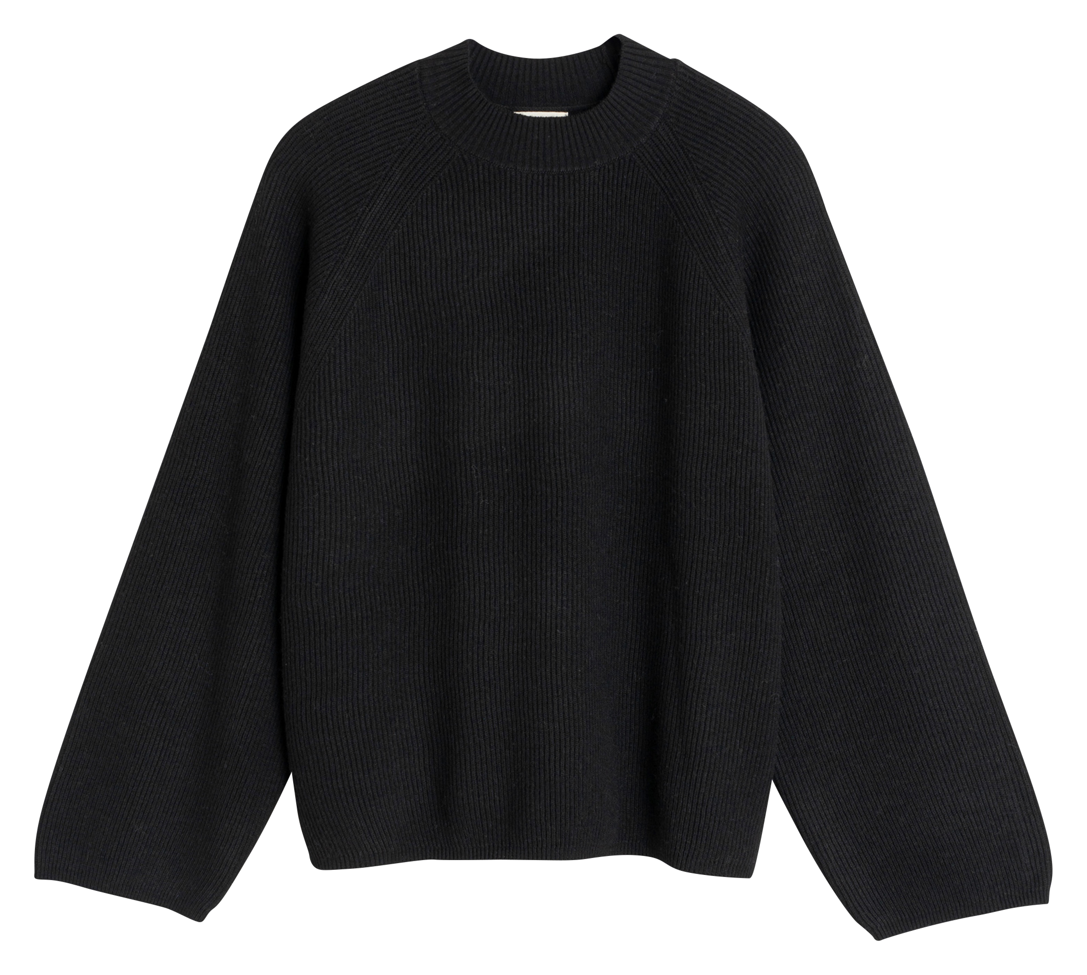 Pull col rond en laine mélangée INDI & COLD Noir