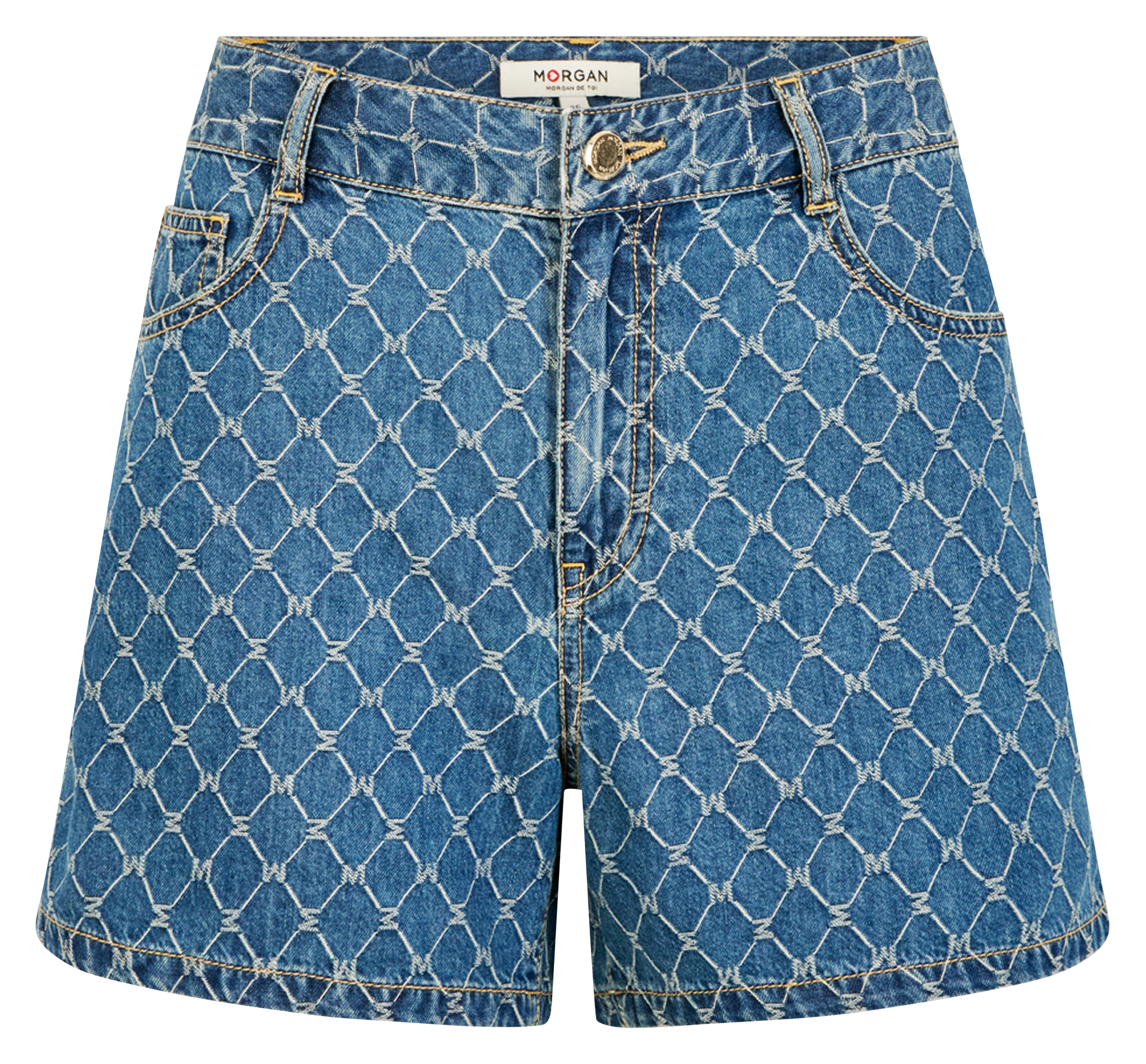 Short taille haute en jean  MORGAN Bleu