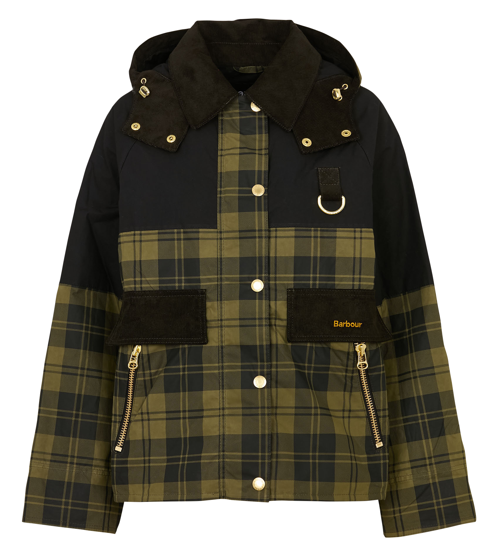 Veste droite en coton imprimé BARBOUR Kaki