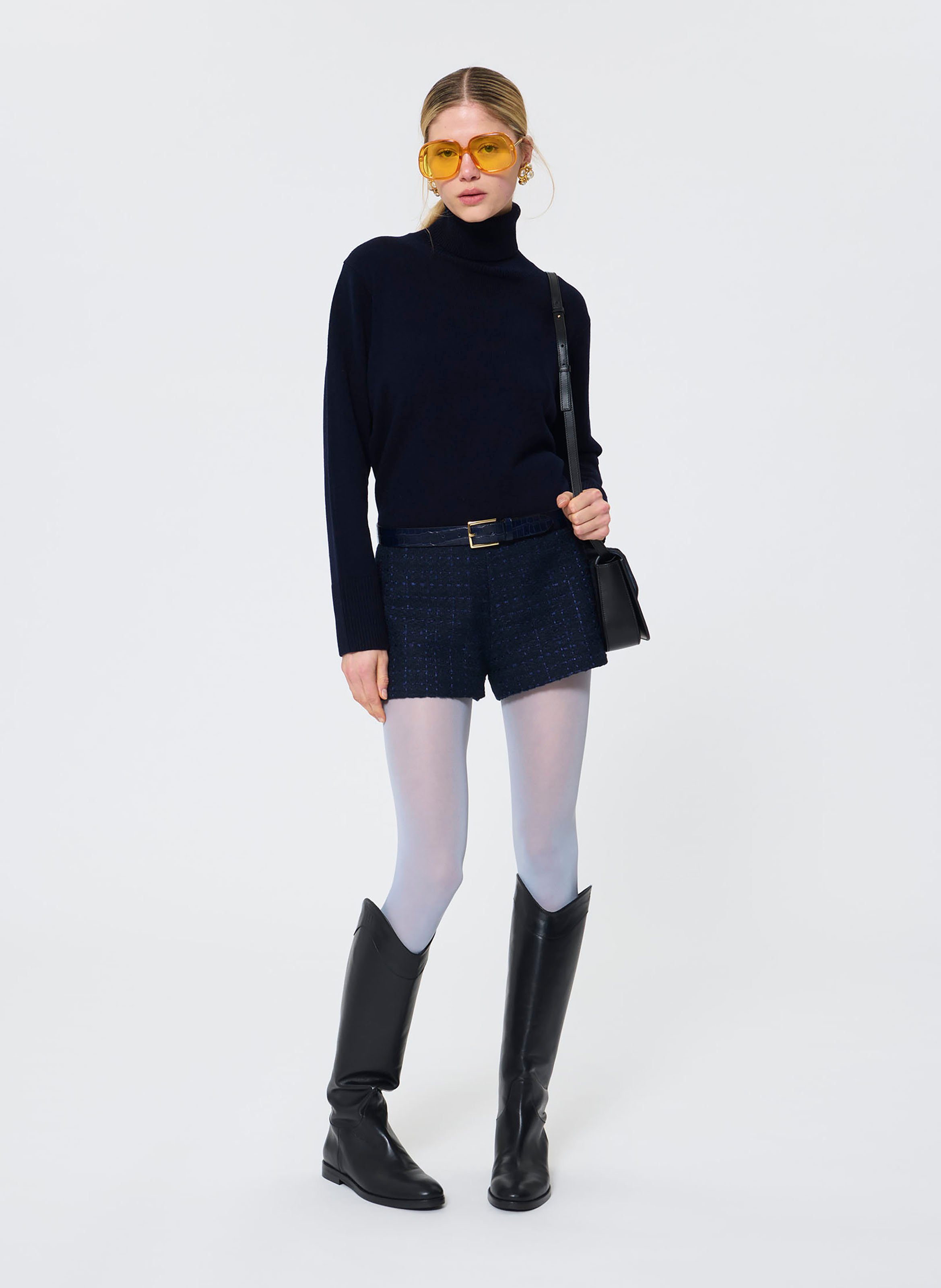 Pull col roulé uni en laine TARA JARMON Bleu