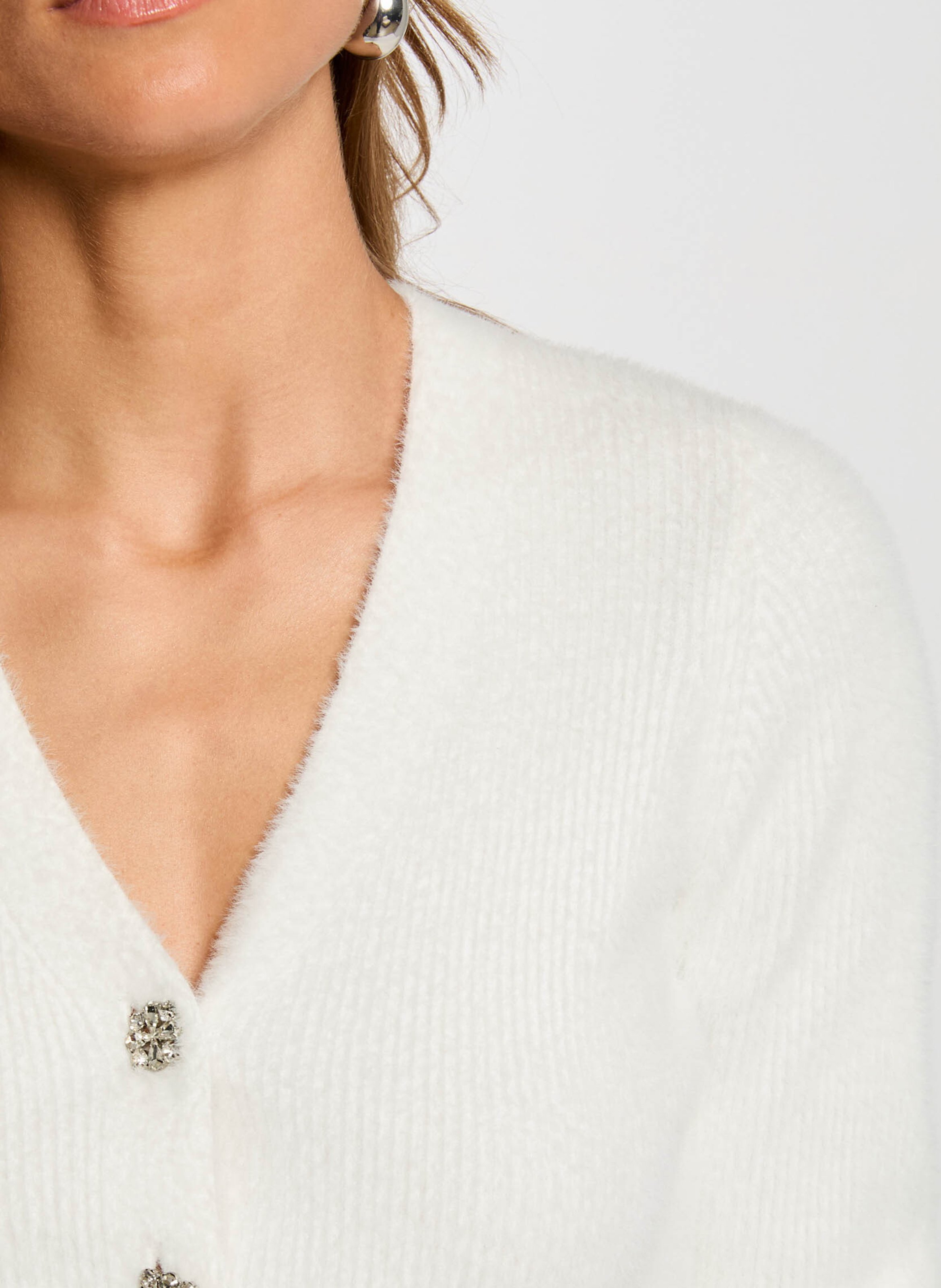 Strickjacke - Schalkragen MORGAN Weiss