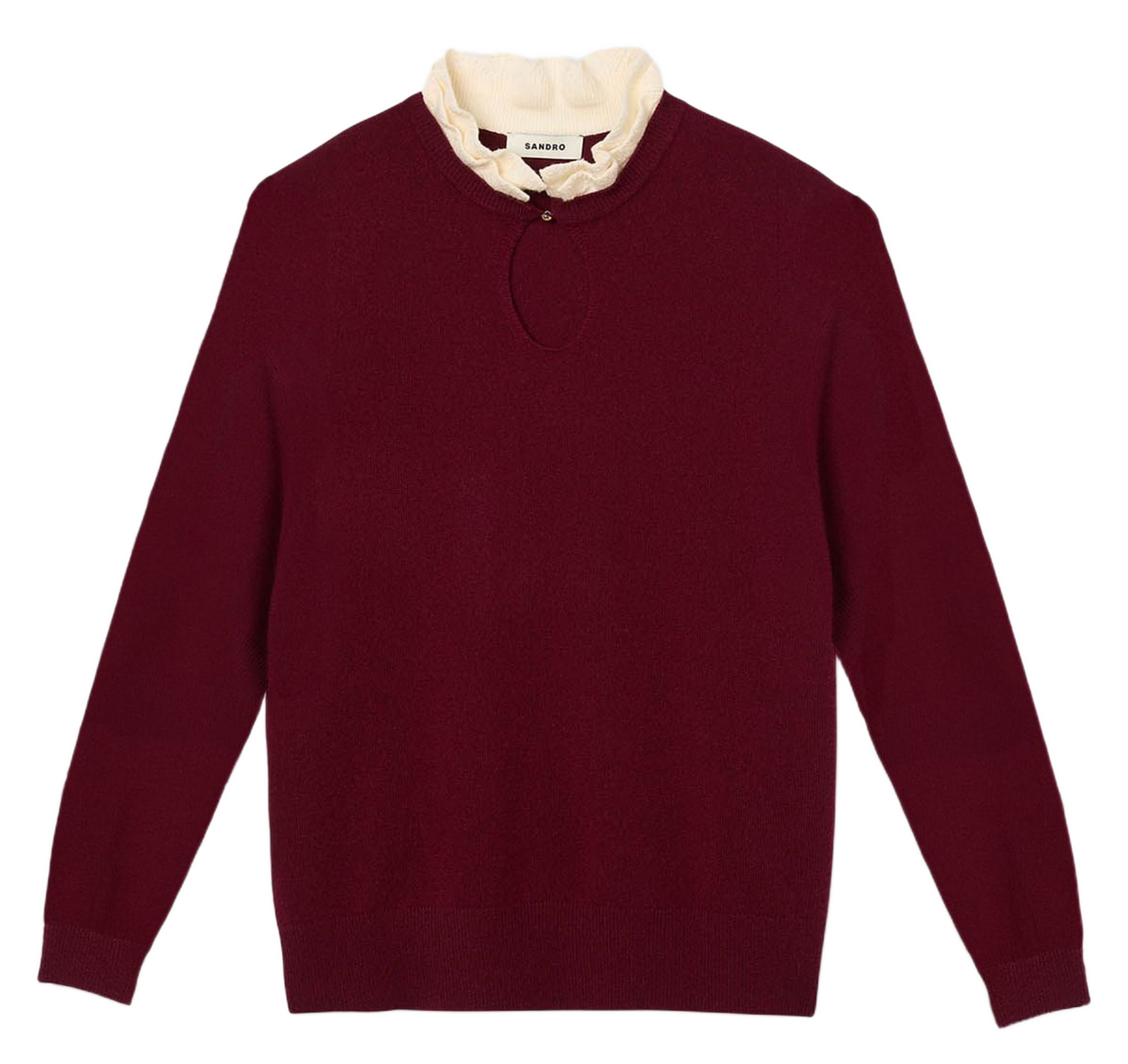 Pull col à volant en laine mélangée SANDRO Rouge