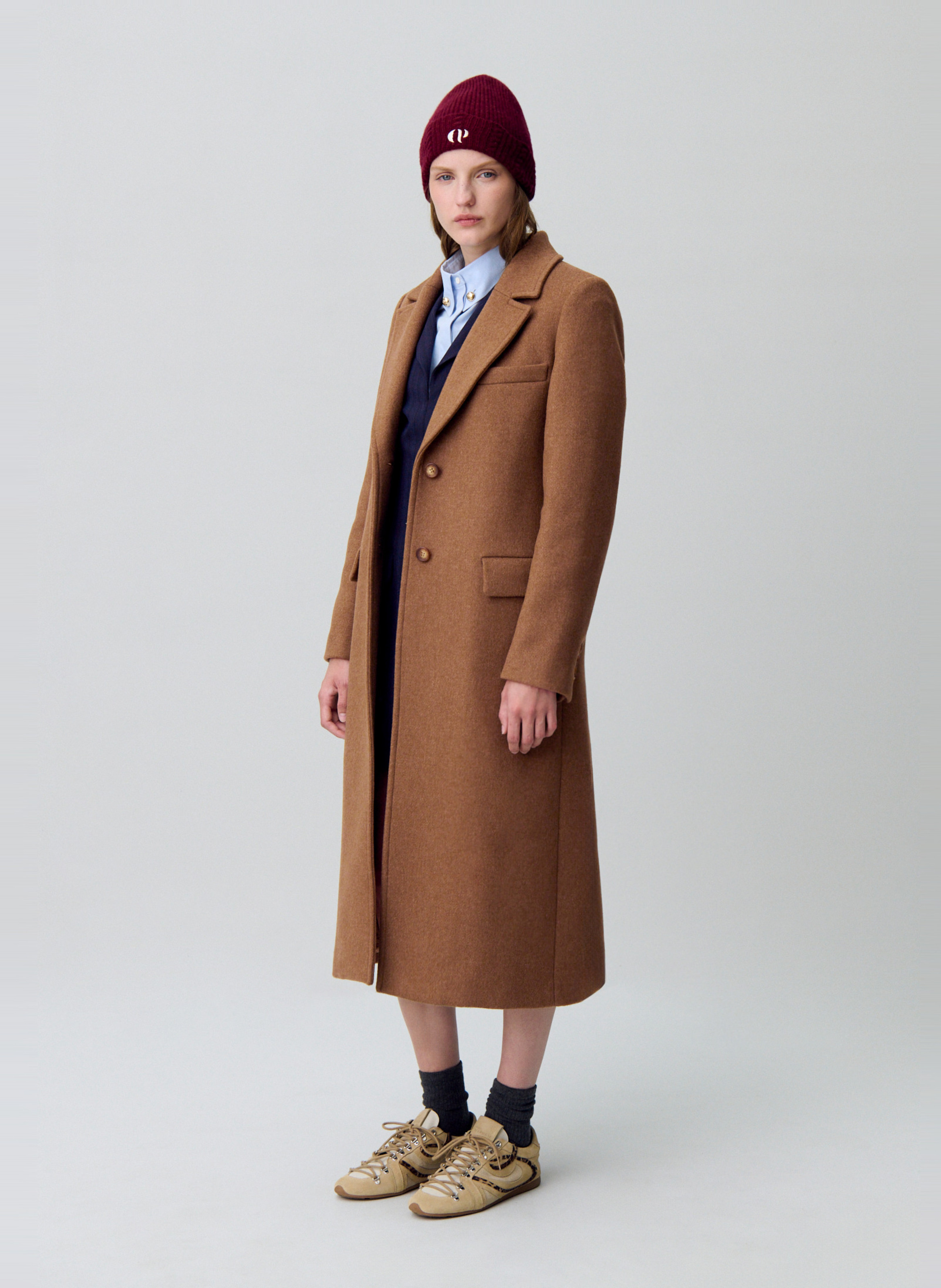 Mittellanger Oversize-Mantel in Uni CLAUDIE PIERLOT Beige