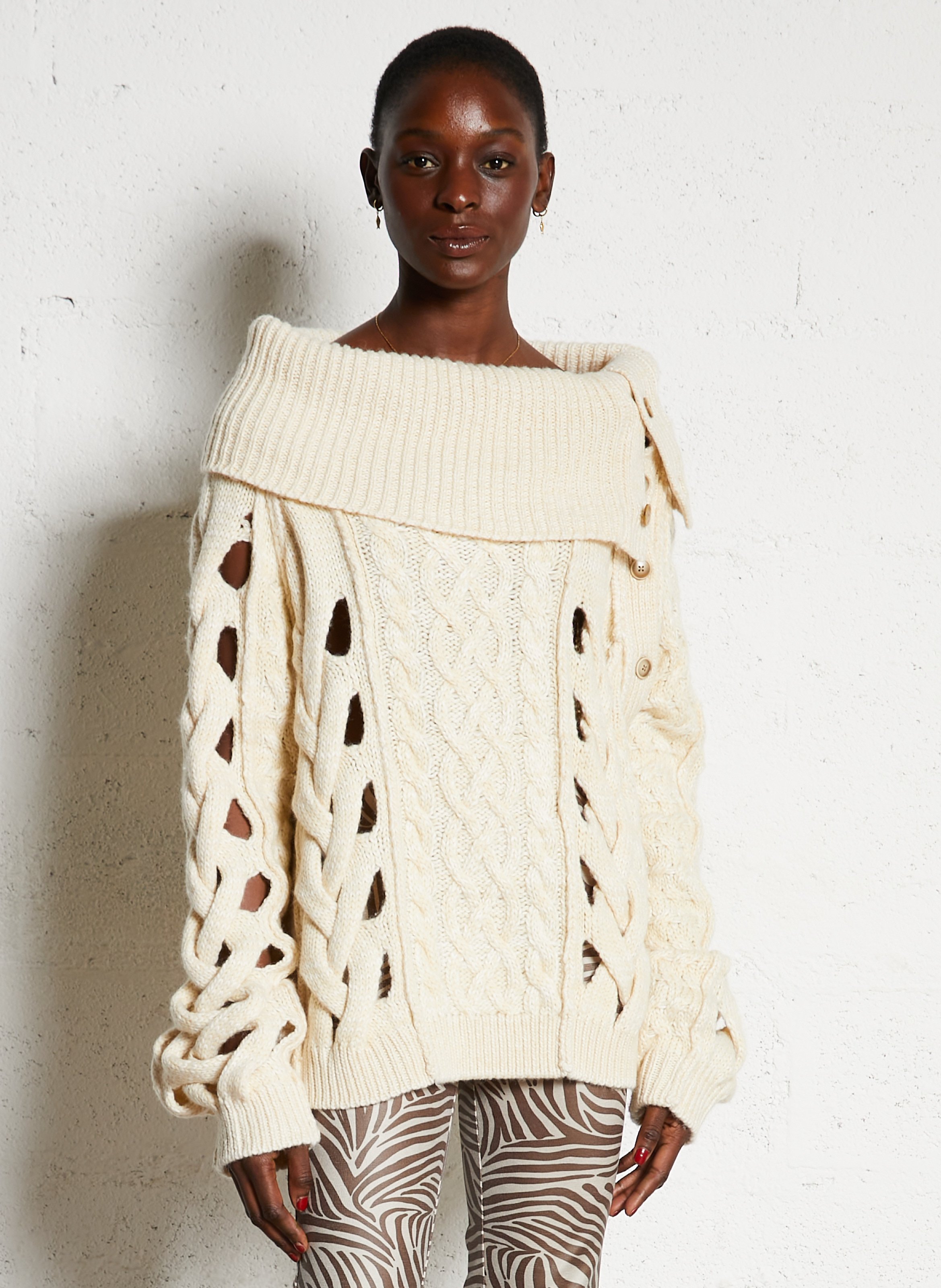 Pull oversize en maille MES DEMOISELLES Beige