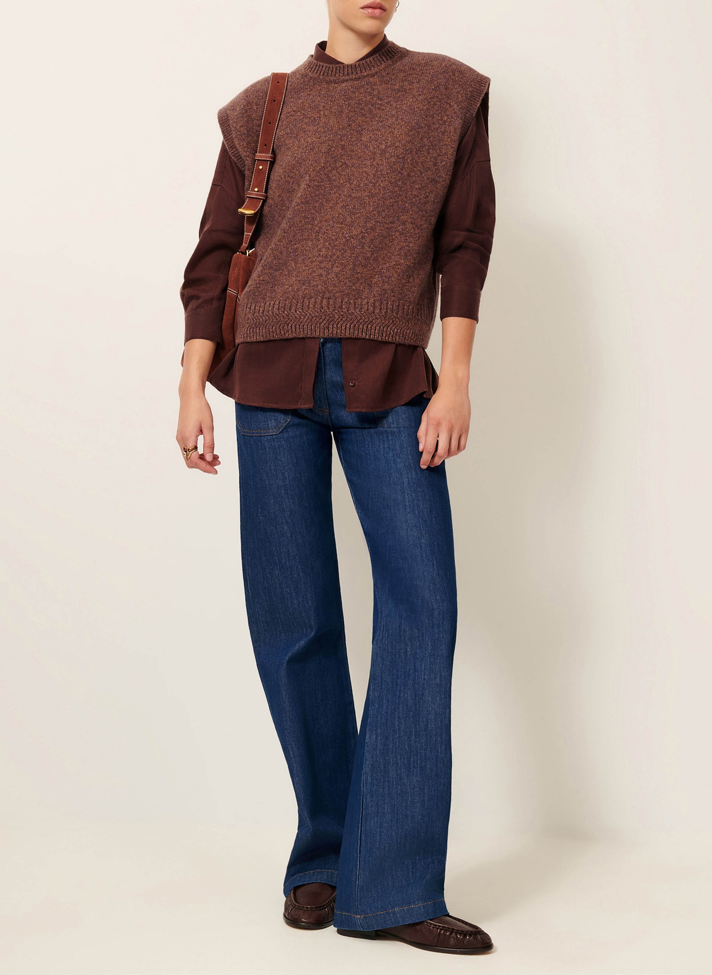 Pull sans manches en laine mérinos SESSUN Marron