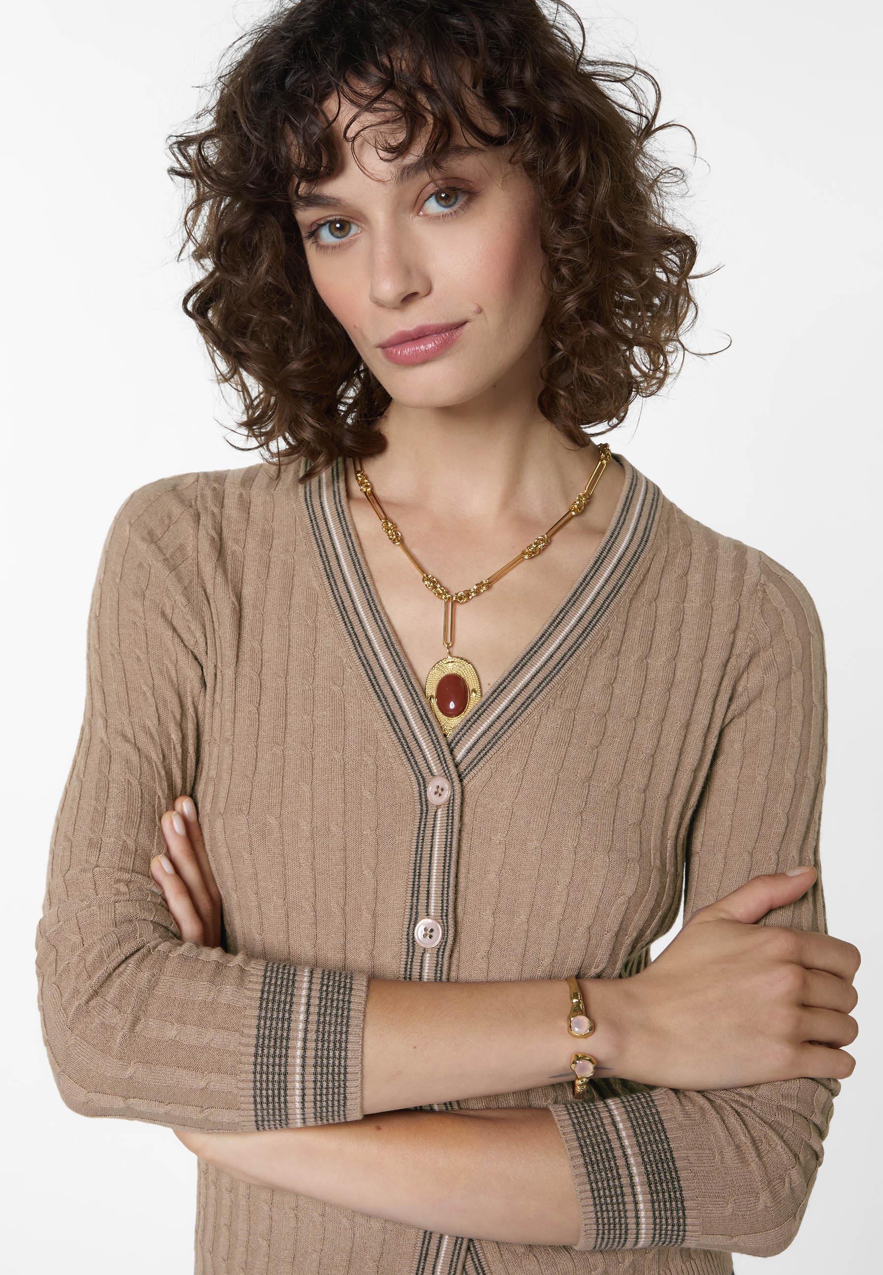 Cable-knit vest RODIER Brown