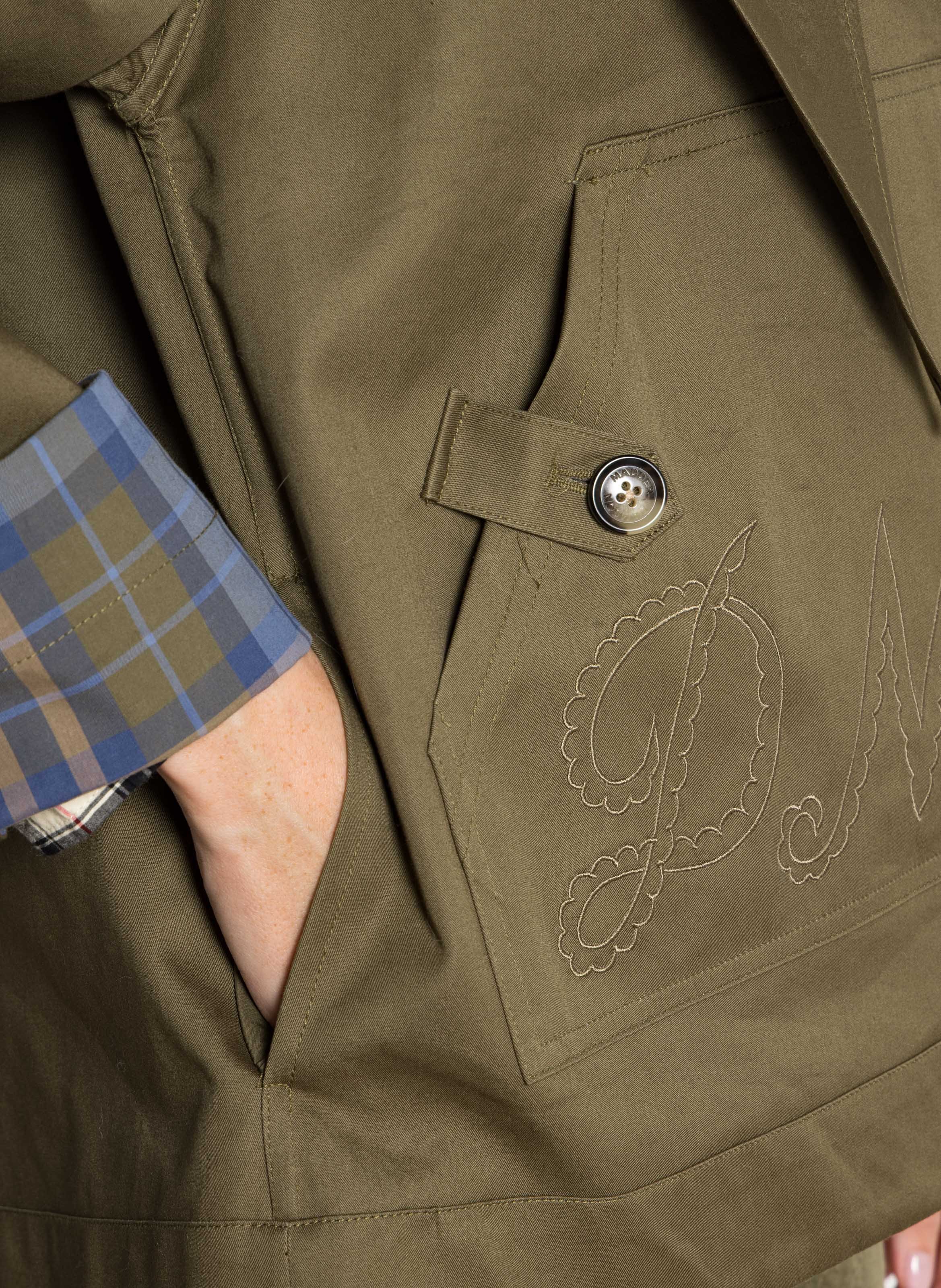 Short organic cotton trench coat DAMSON MADDER Green
