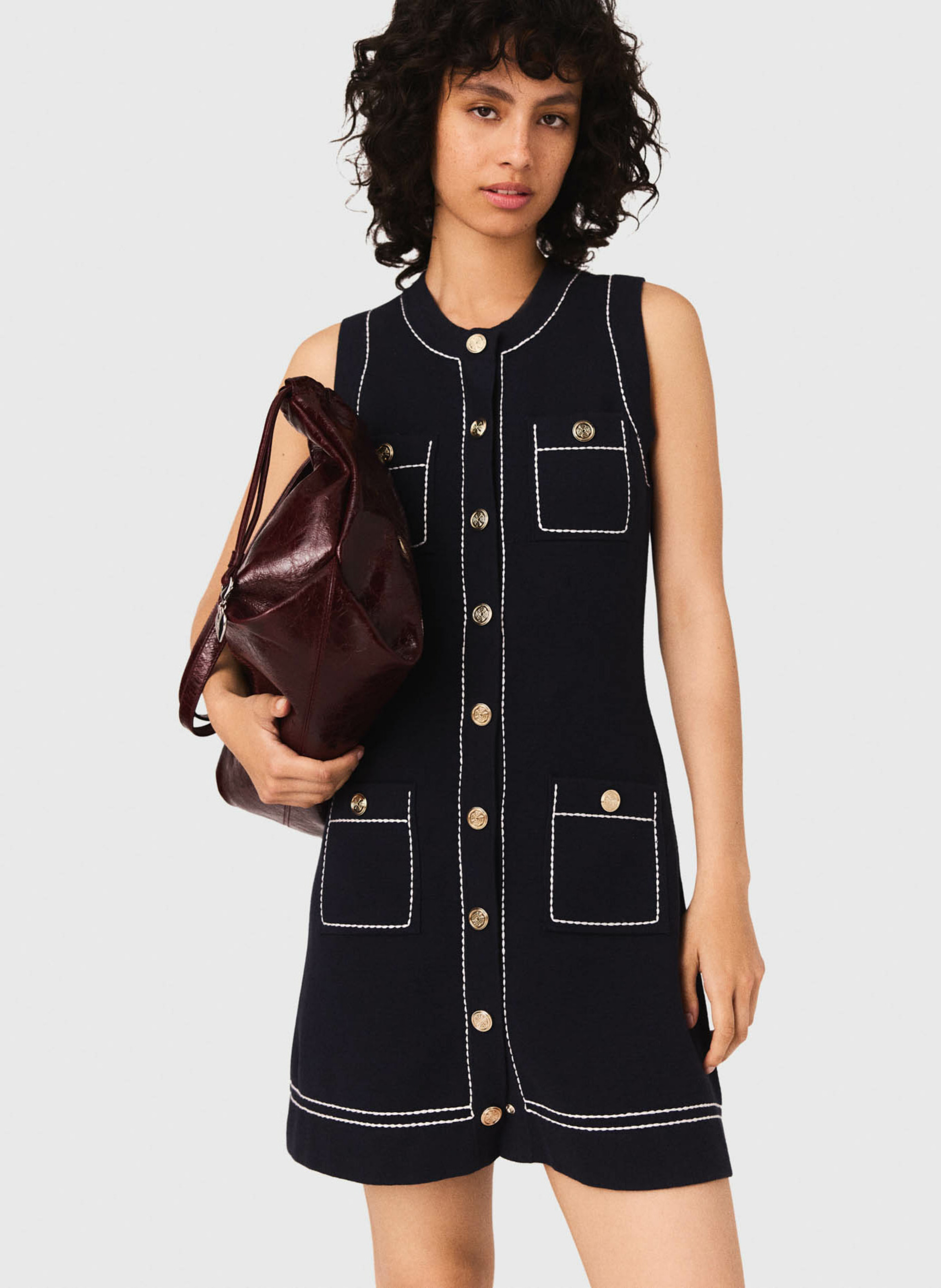 Robe courte en maille MAJE Bleu