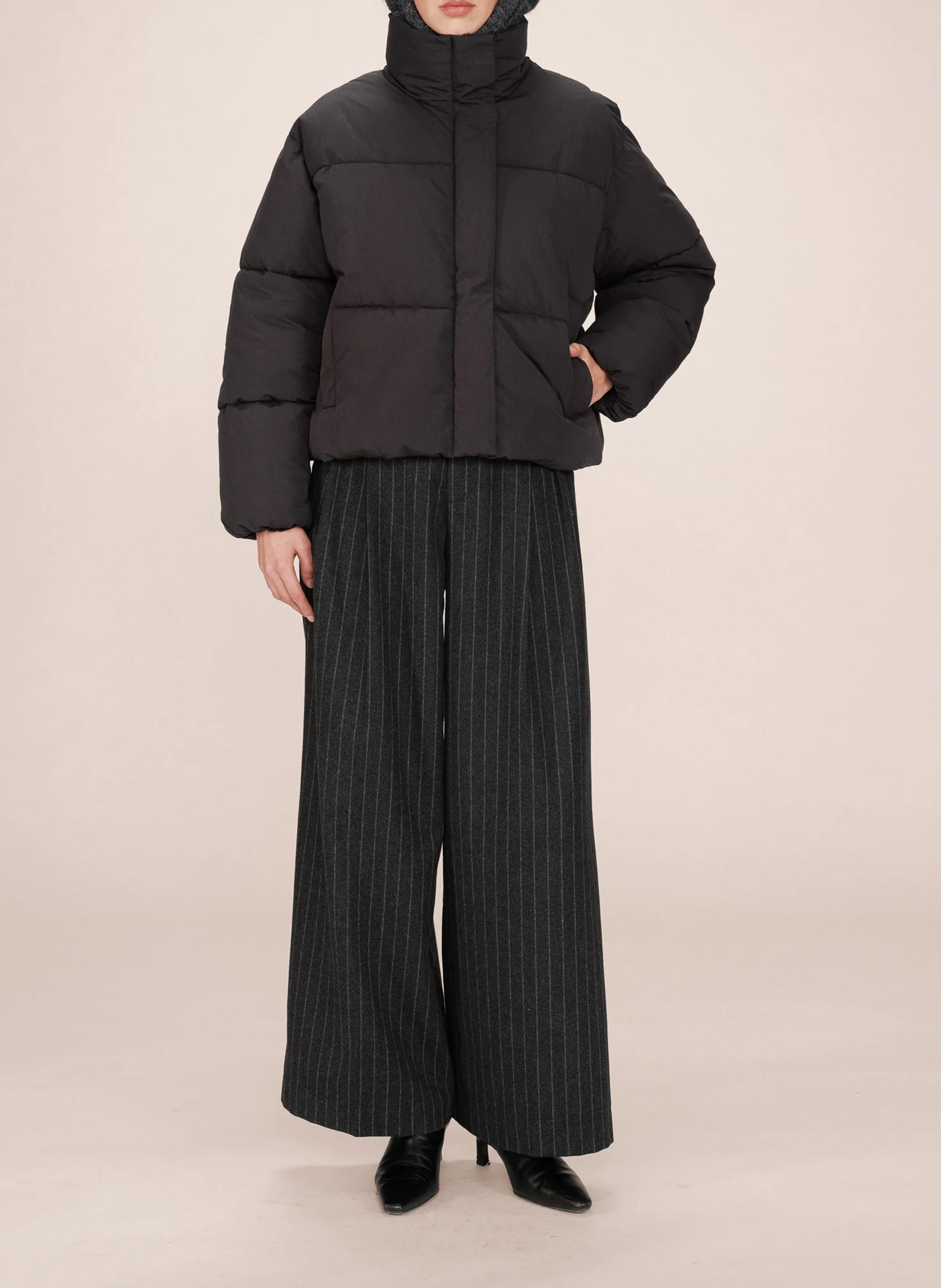 High-neck cotton-blend down jacket GRACE ET MILA Black