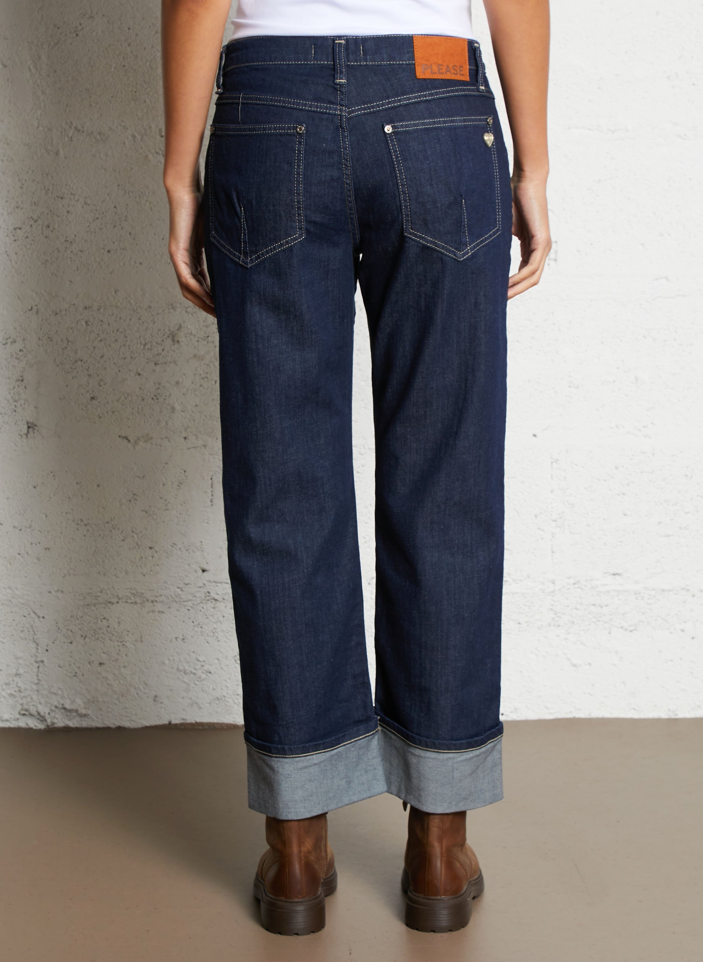Jean droit en coton mélangé PLEASE Bleu