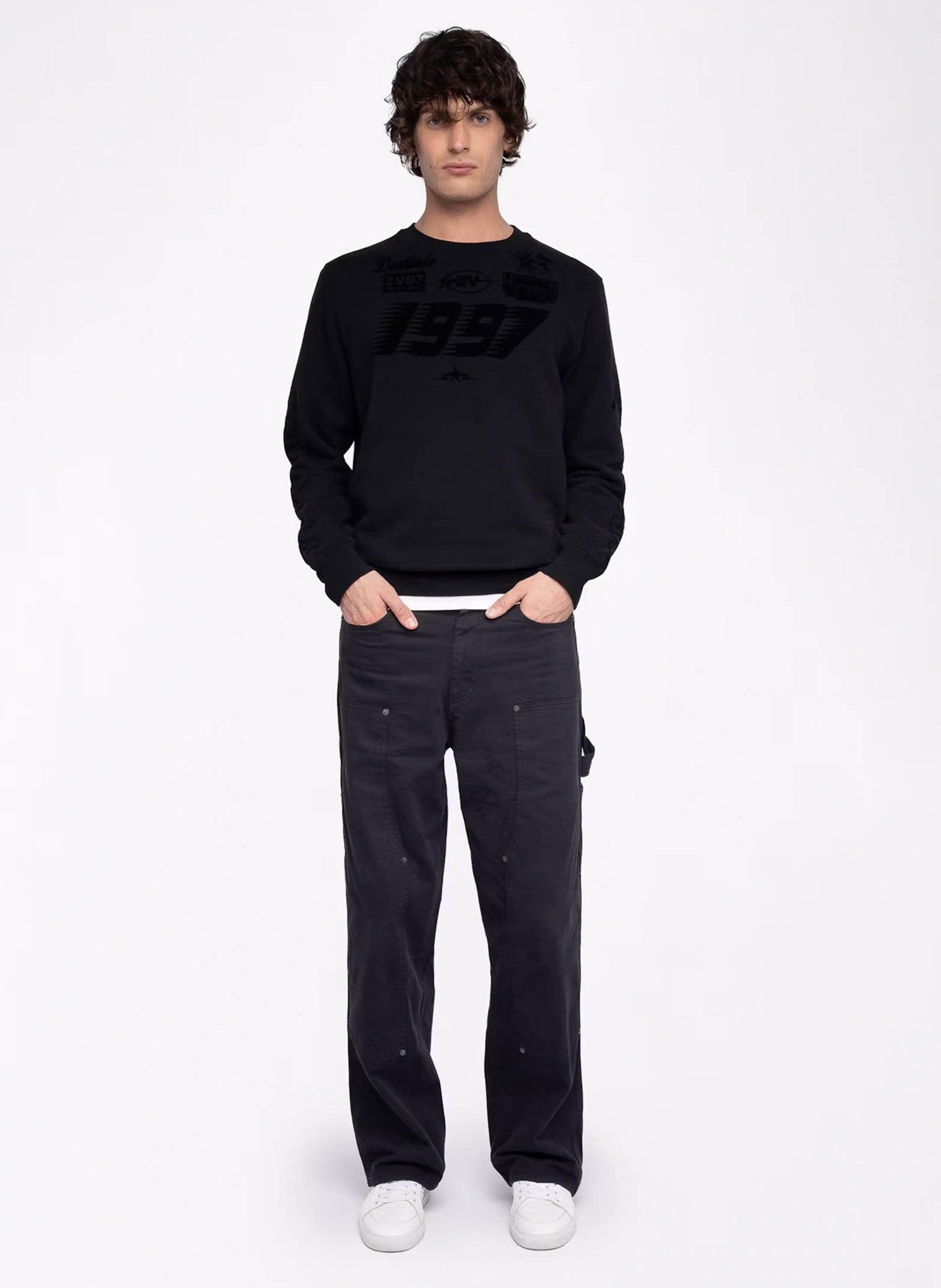 Straight-cut cotton-blend sweater with round neck ZADIG&VOLTAIRE Black