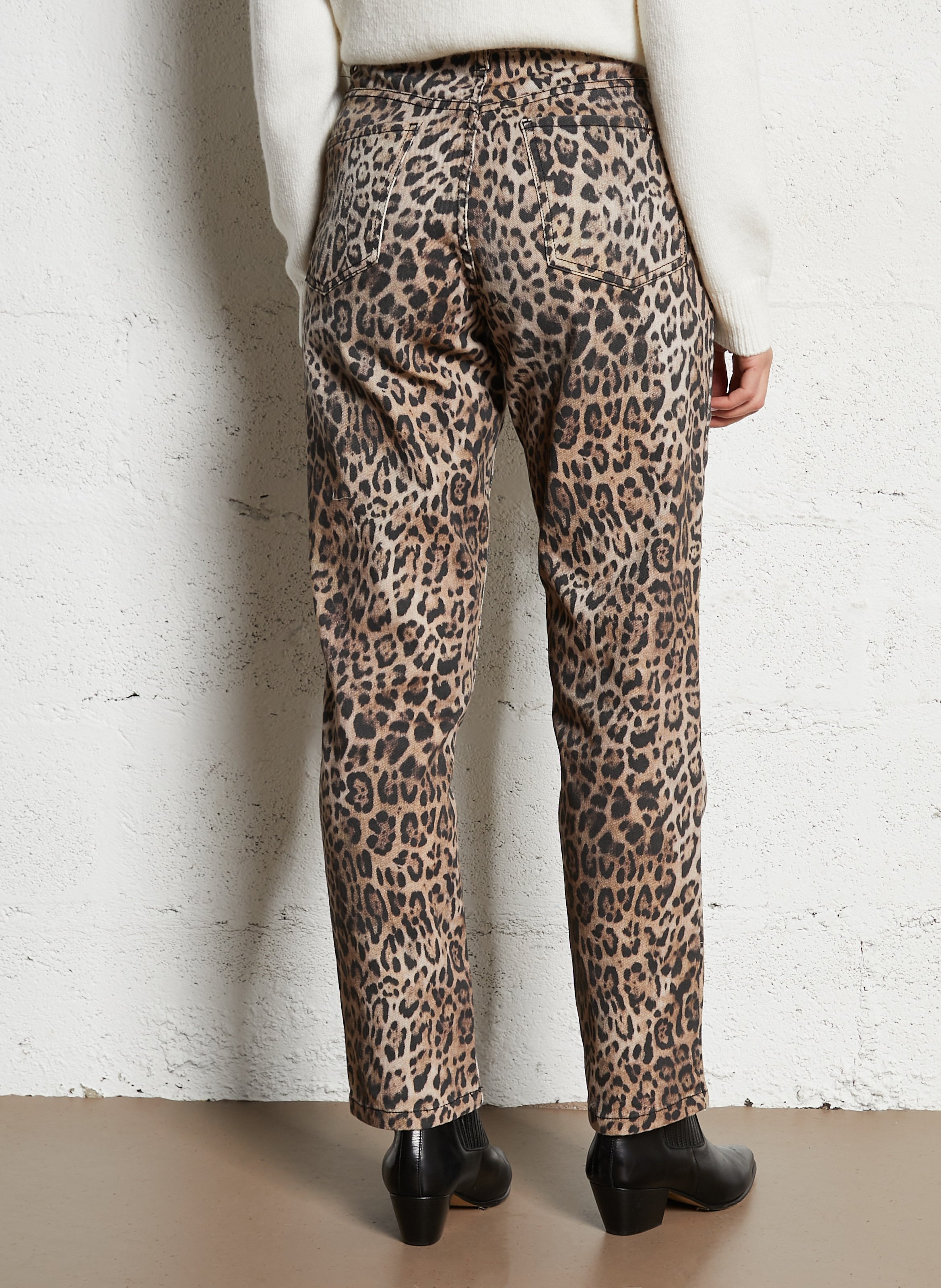 High-rise straight cotton-blend jeans SUD EXPRESS Beige