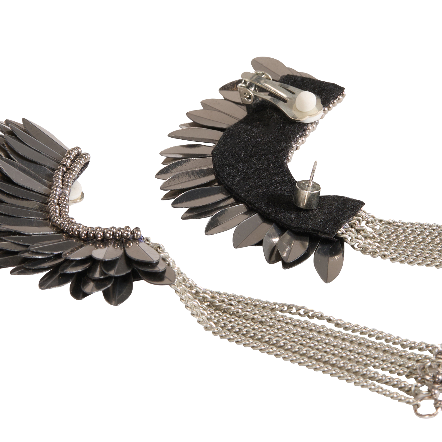 Pendientes colgantes alas FEEKA Gris