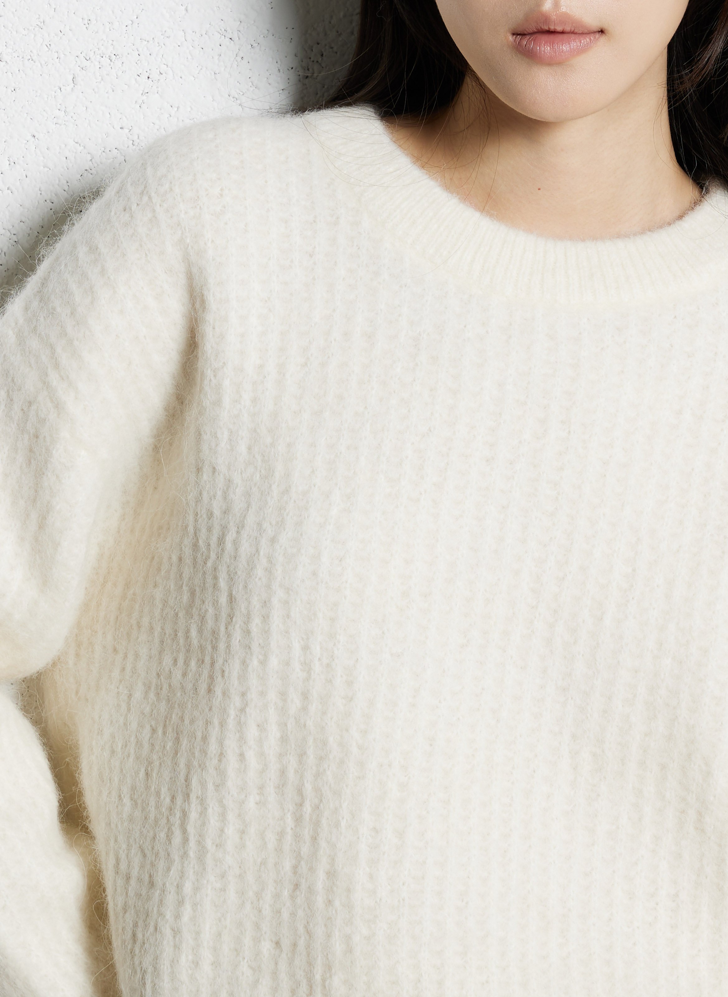 Oversized round neck alpaca blend sweater MAISON 123 White