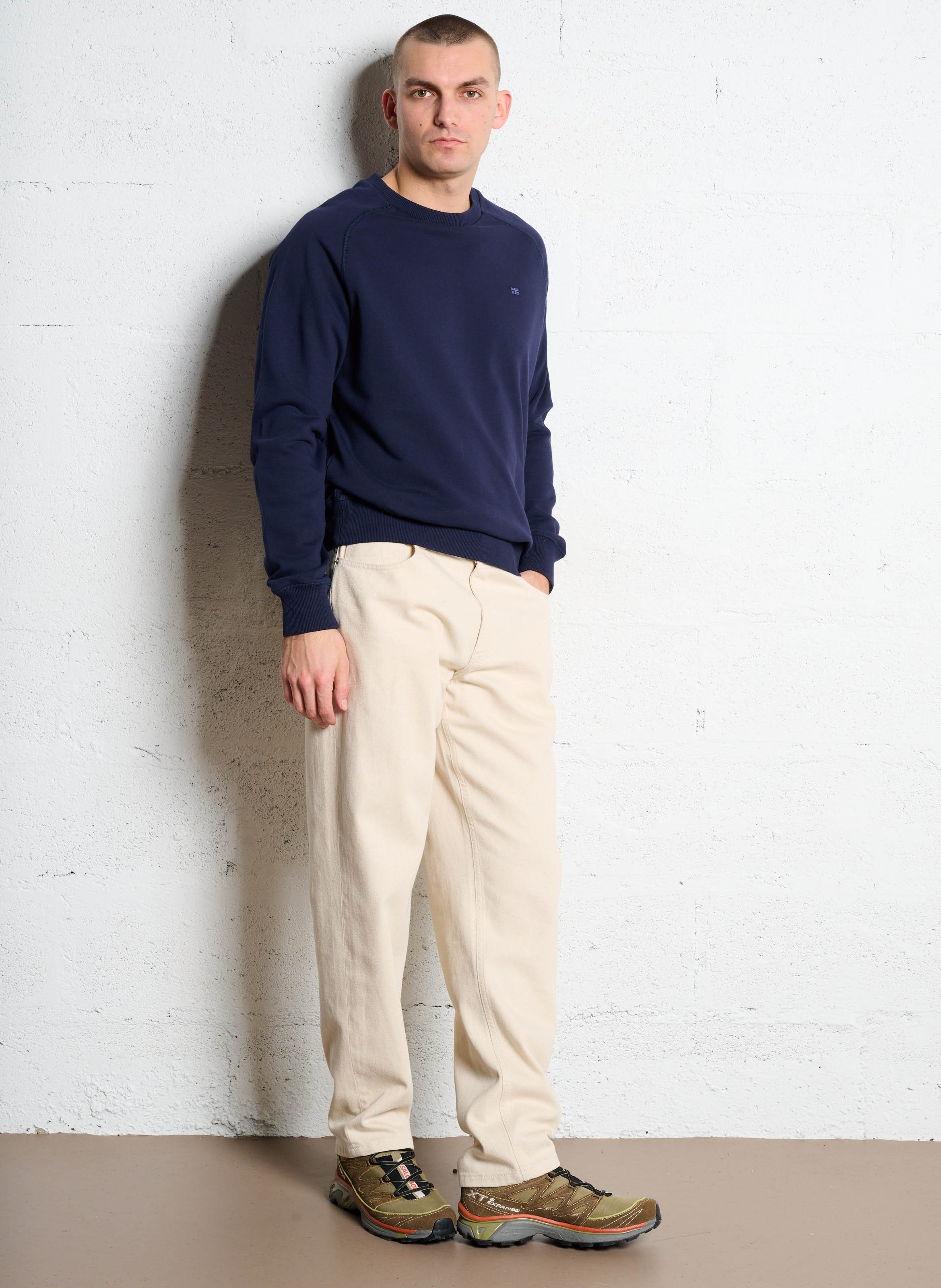 Sweat droit col rond en coton NAPAPIJRI Bleu