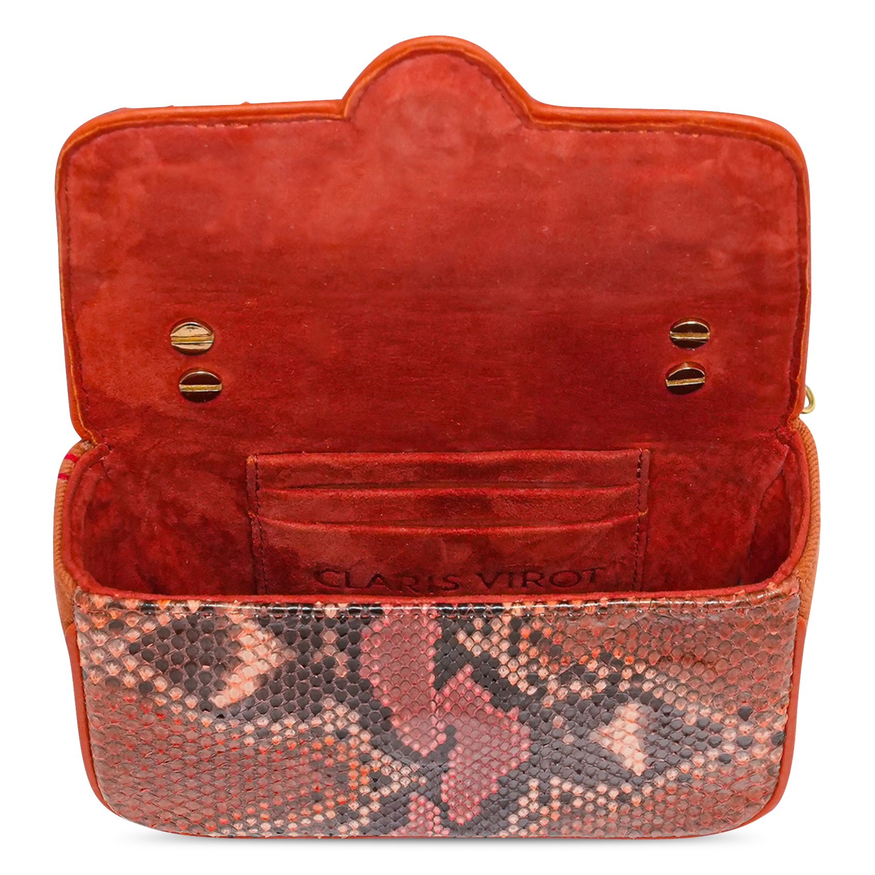 Schoudertas van pythonleer CLARIS VIROT Roze