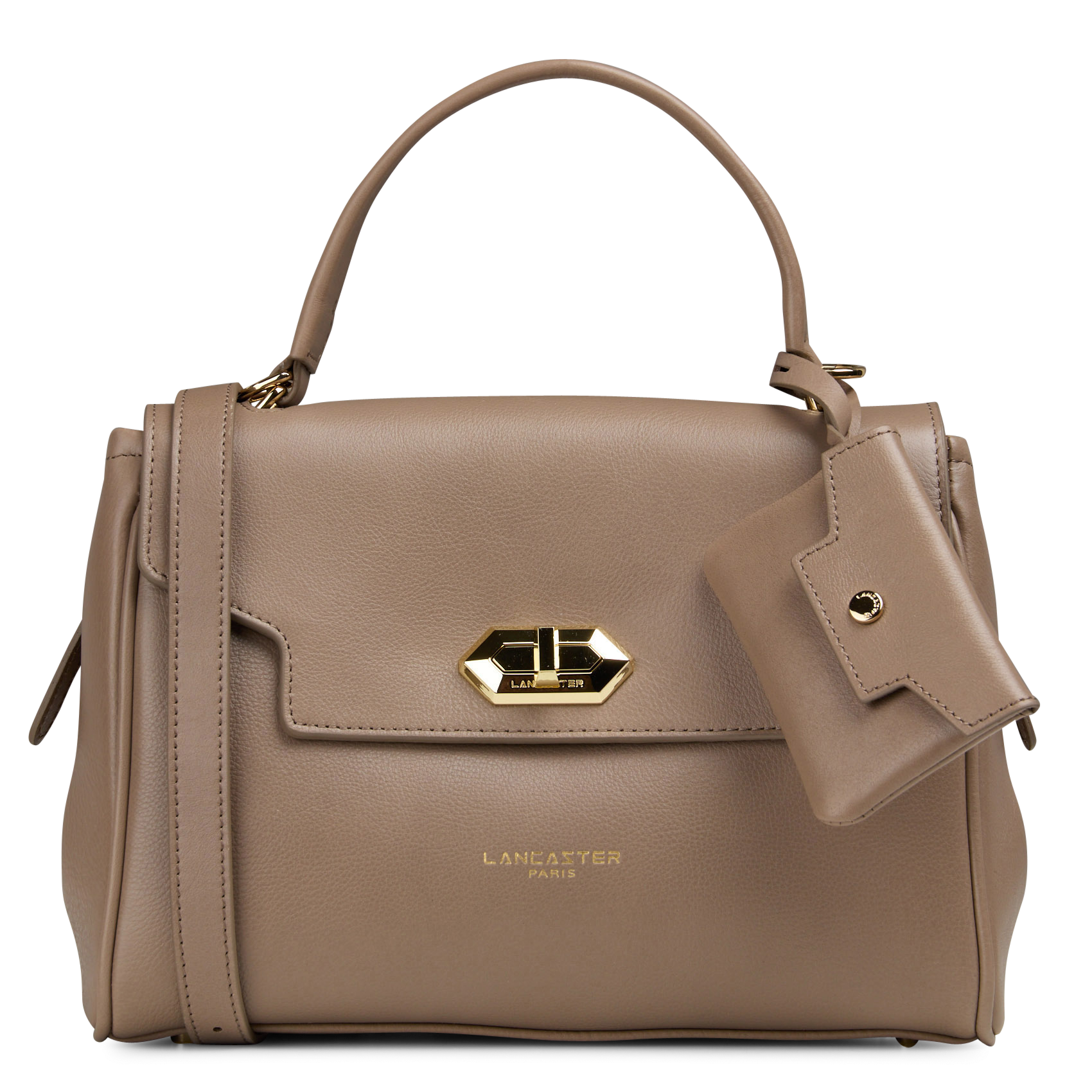 Bowlingtas van nerfleer met rits LANCASTER PARIS Beige