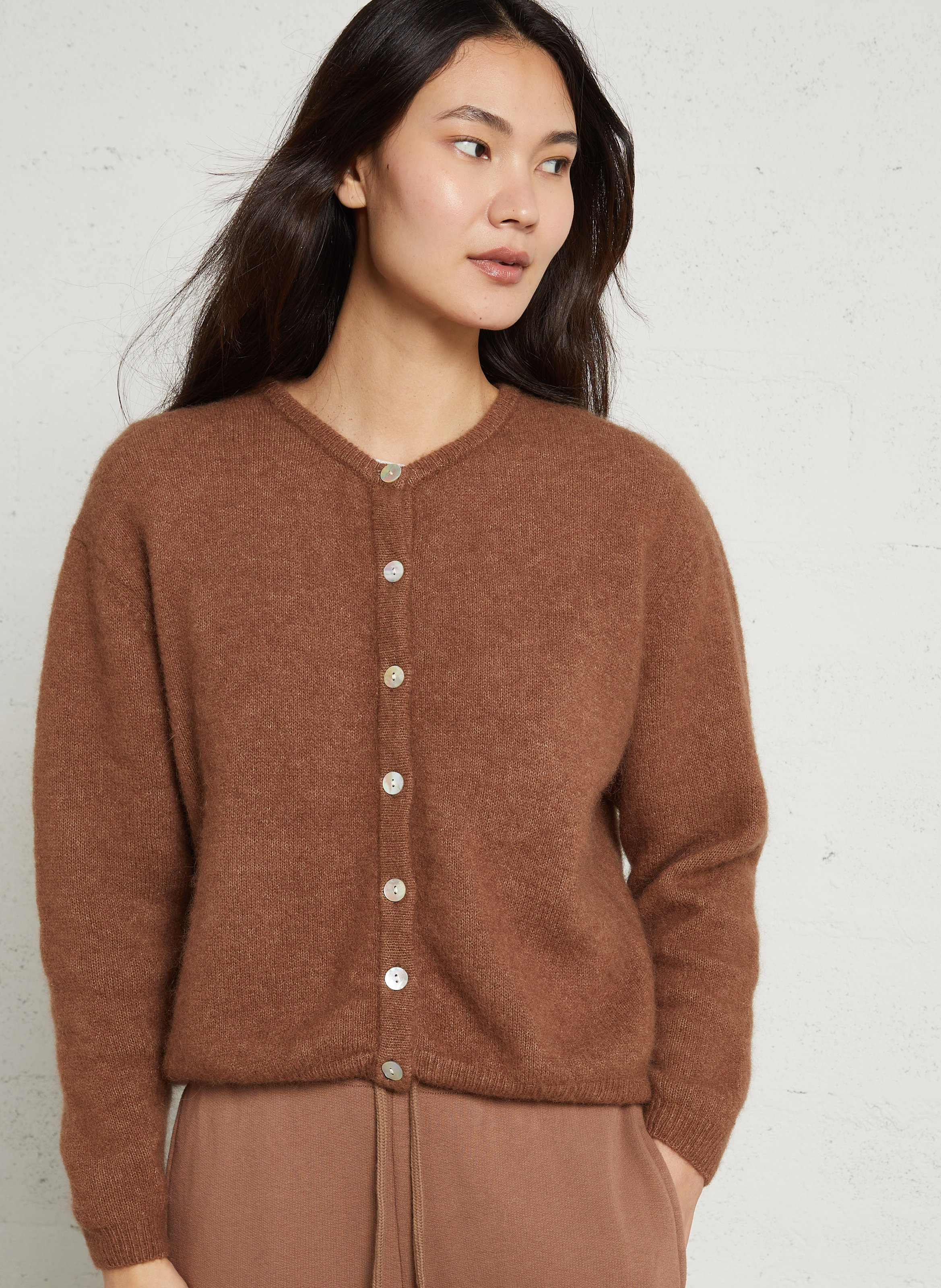 Ruimvallend vest met ronde hals - wolblend AMERICAN VINTAGE Bruin