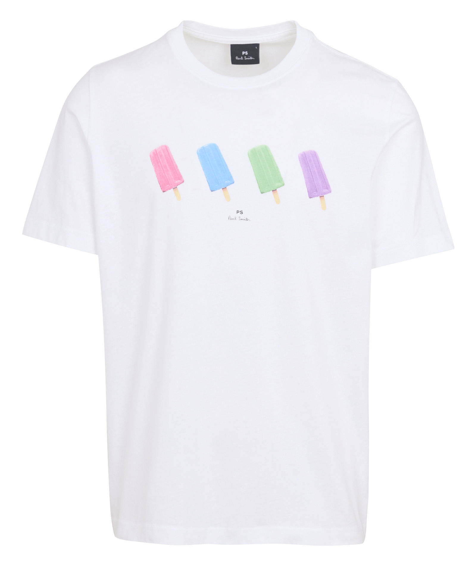 Gerade geschnittenes Rundhals-T-Shirt mit Siebdruck PAUL SMITH Weiss