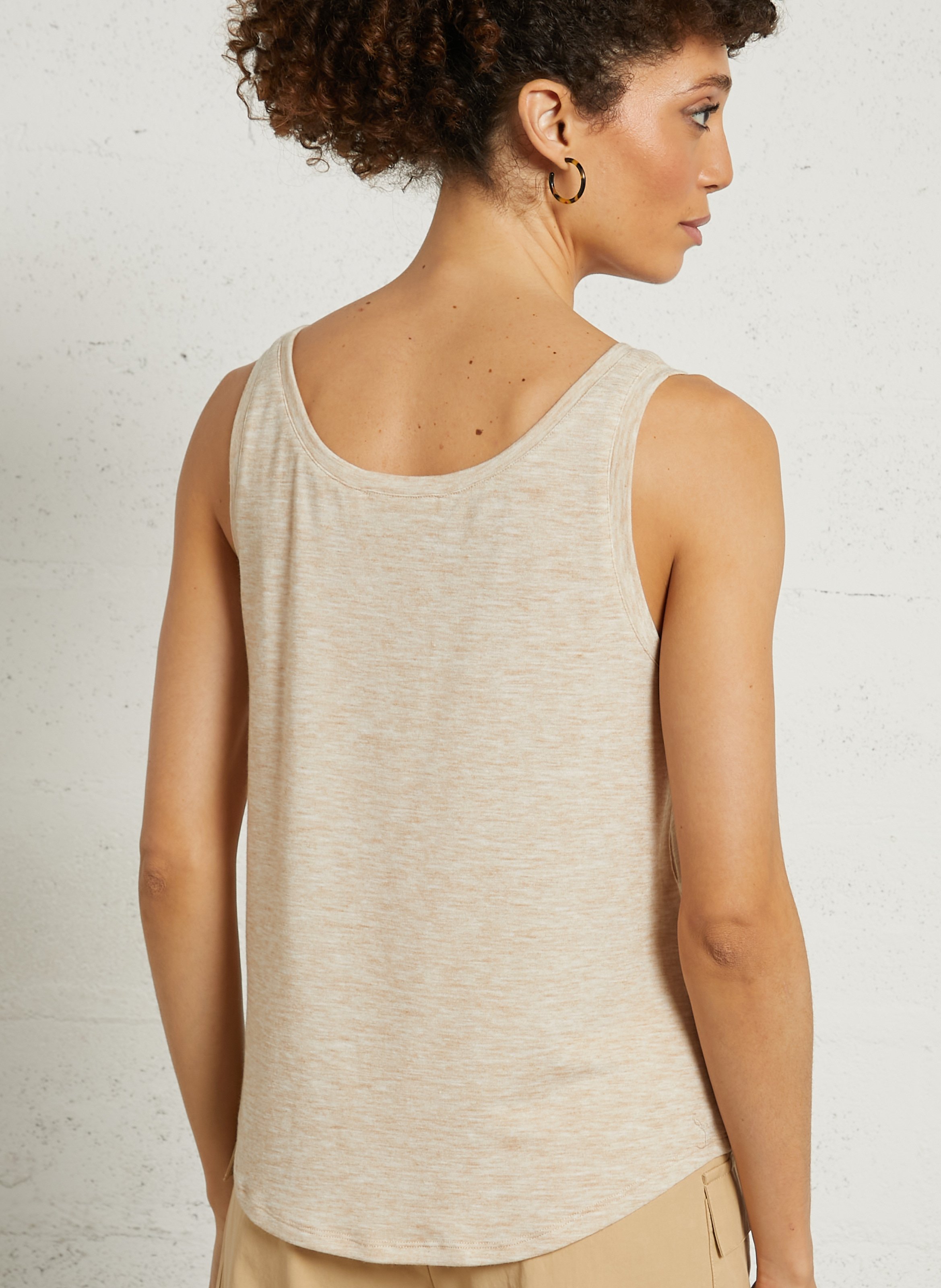 Singlet met ronde hals | linnenblend LA PETITE ETOILE Beige