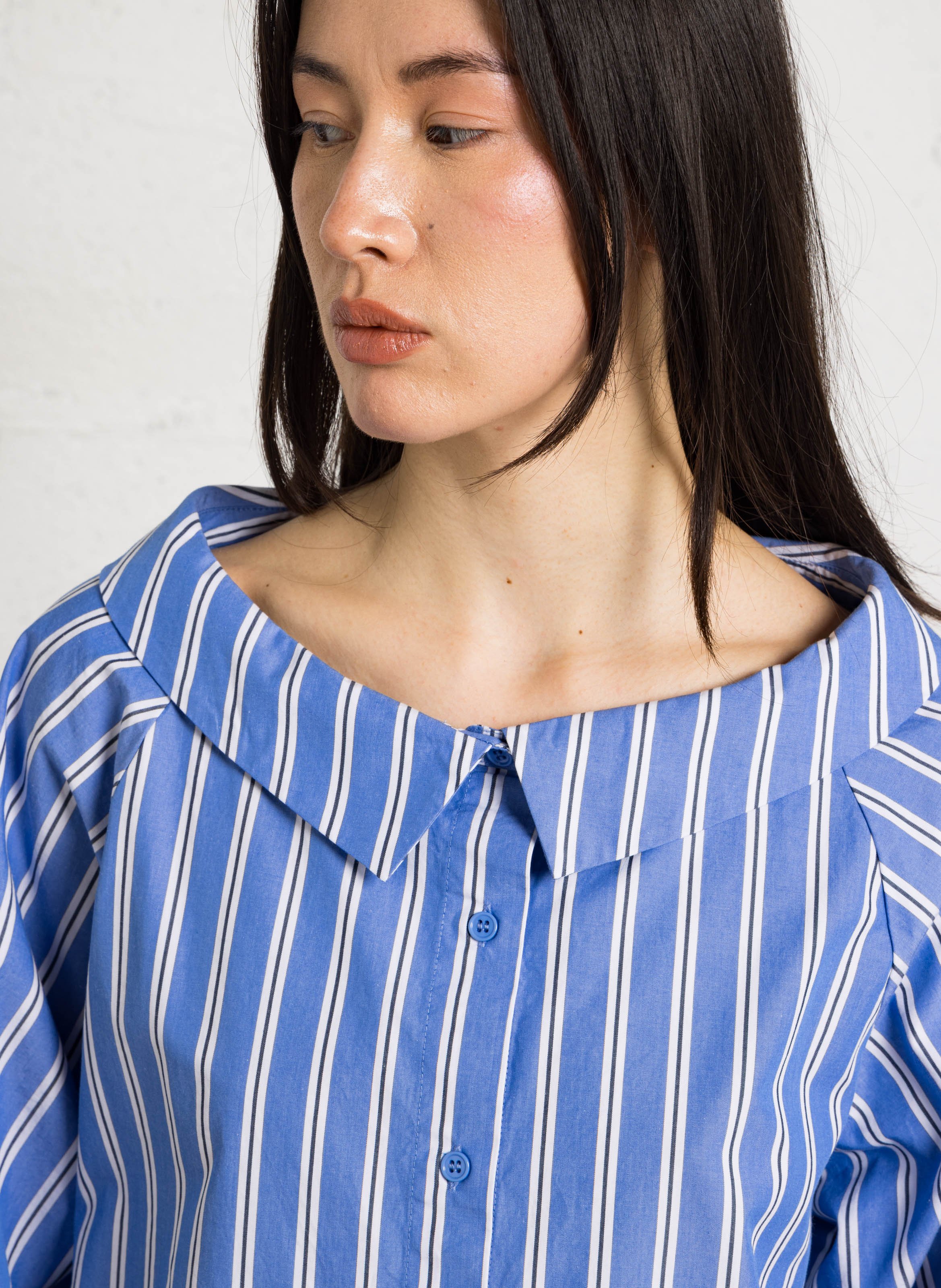 Straight shirt with striped lapel NORR Blue