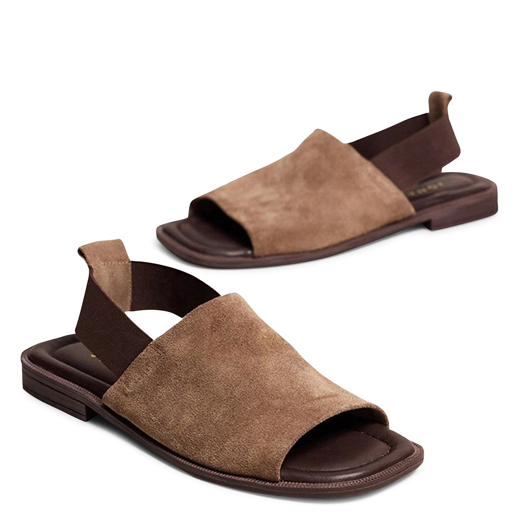 Sandales plates en cuir suédé JONAK Marron