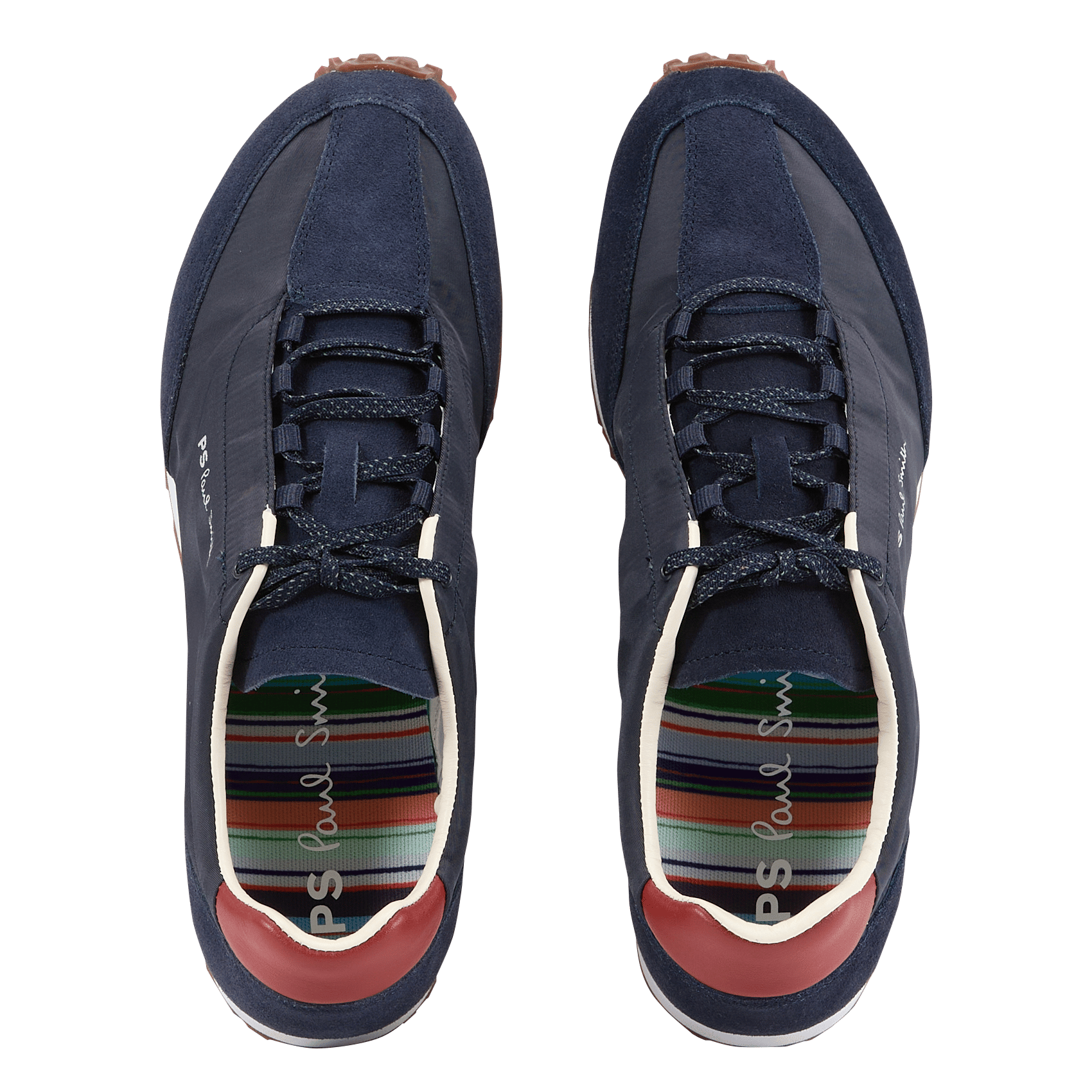 Low-top lace-up mixed leather sneakers PAUL SMITH Blue