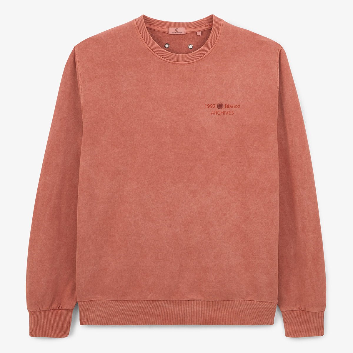 Round neck sweatshirt in old dye cotton SERGE BLANCO Orange