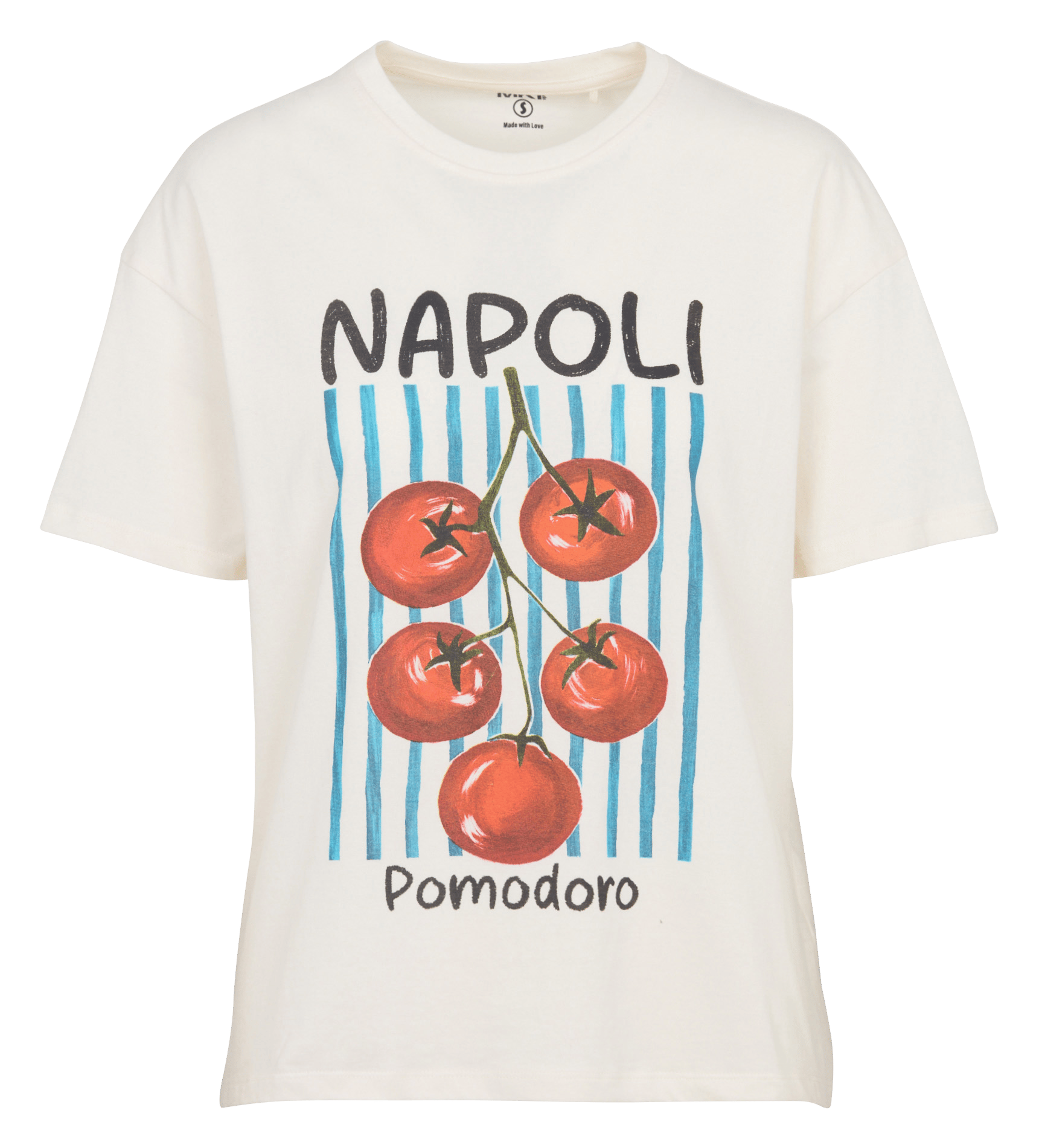 Straight round neck T-shirt printed Napoli in cotton. MKT Beige