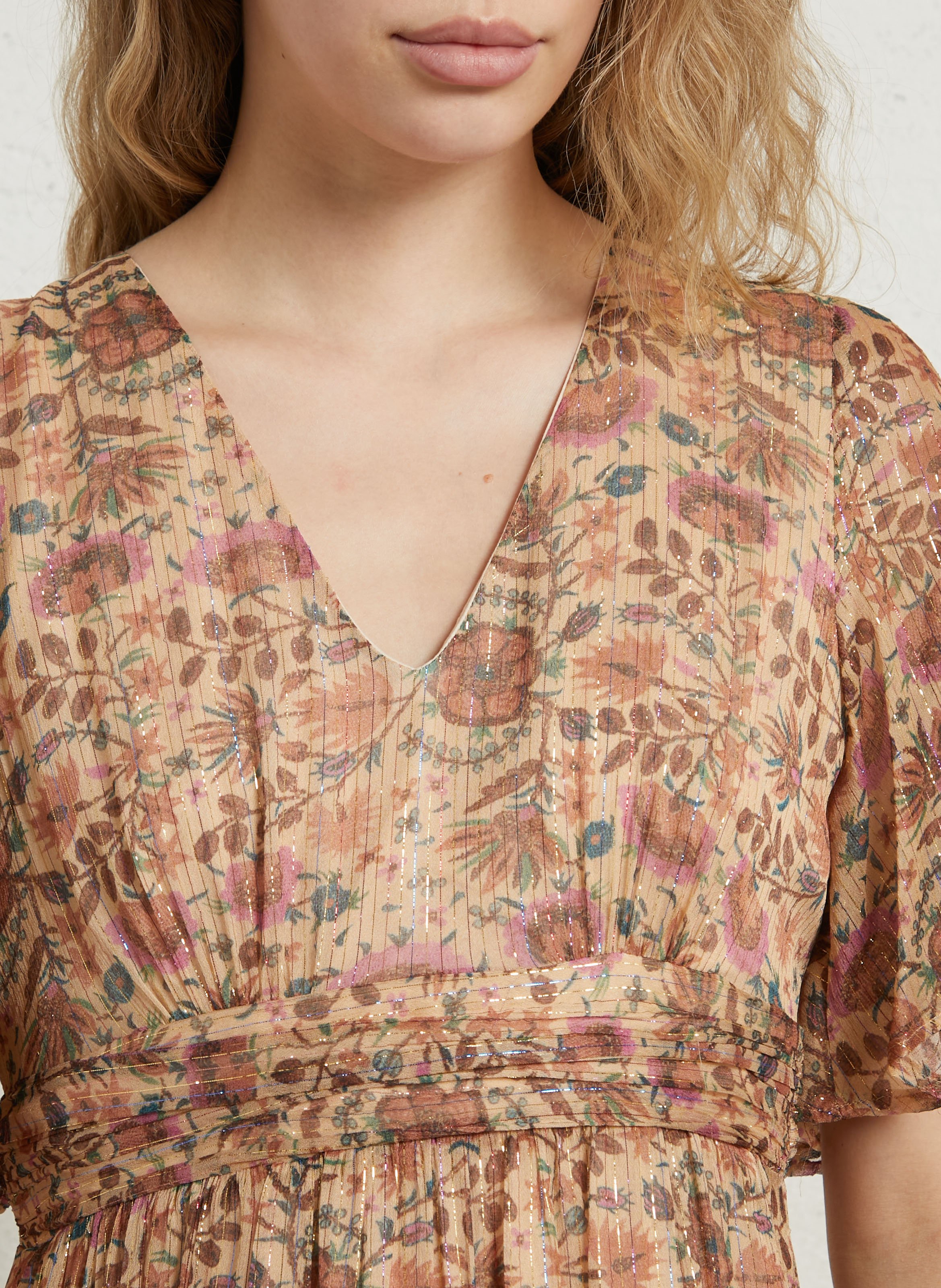 Lange jurk met print MAISON 123 Beige