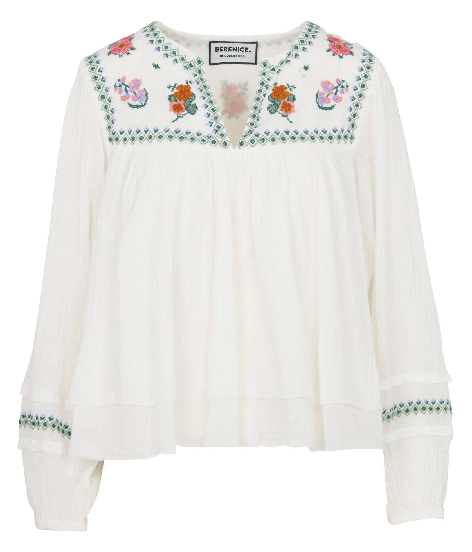 Katoenen blouse met V-hals BERENICE Wit