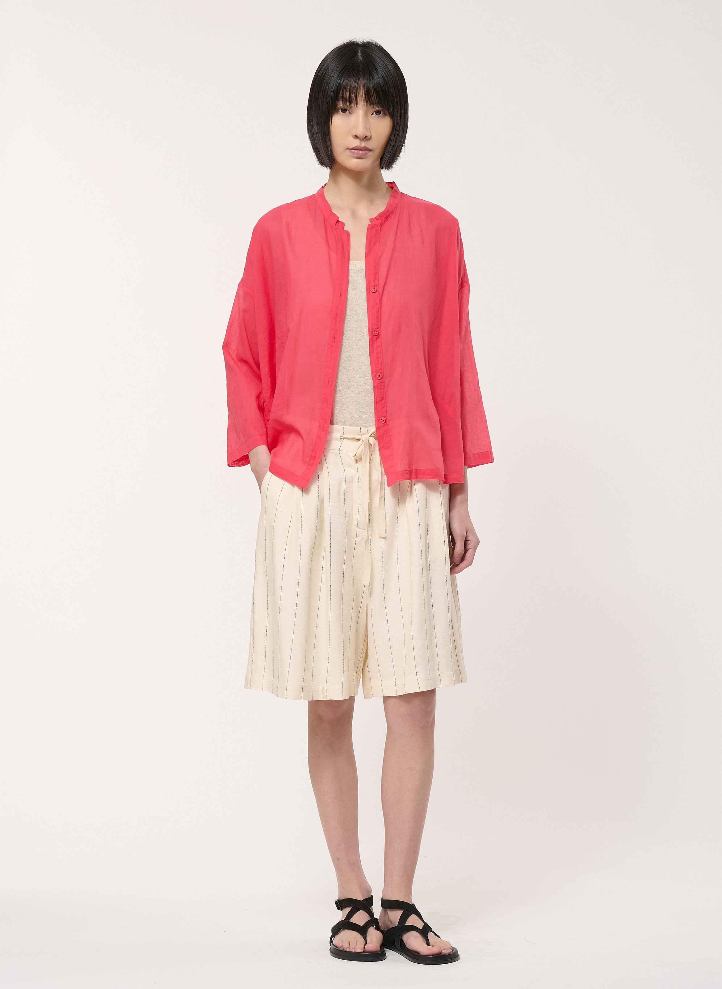 Baumwollbluse mit offenem Kragen HUMILITY Rot