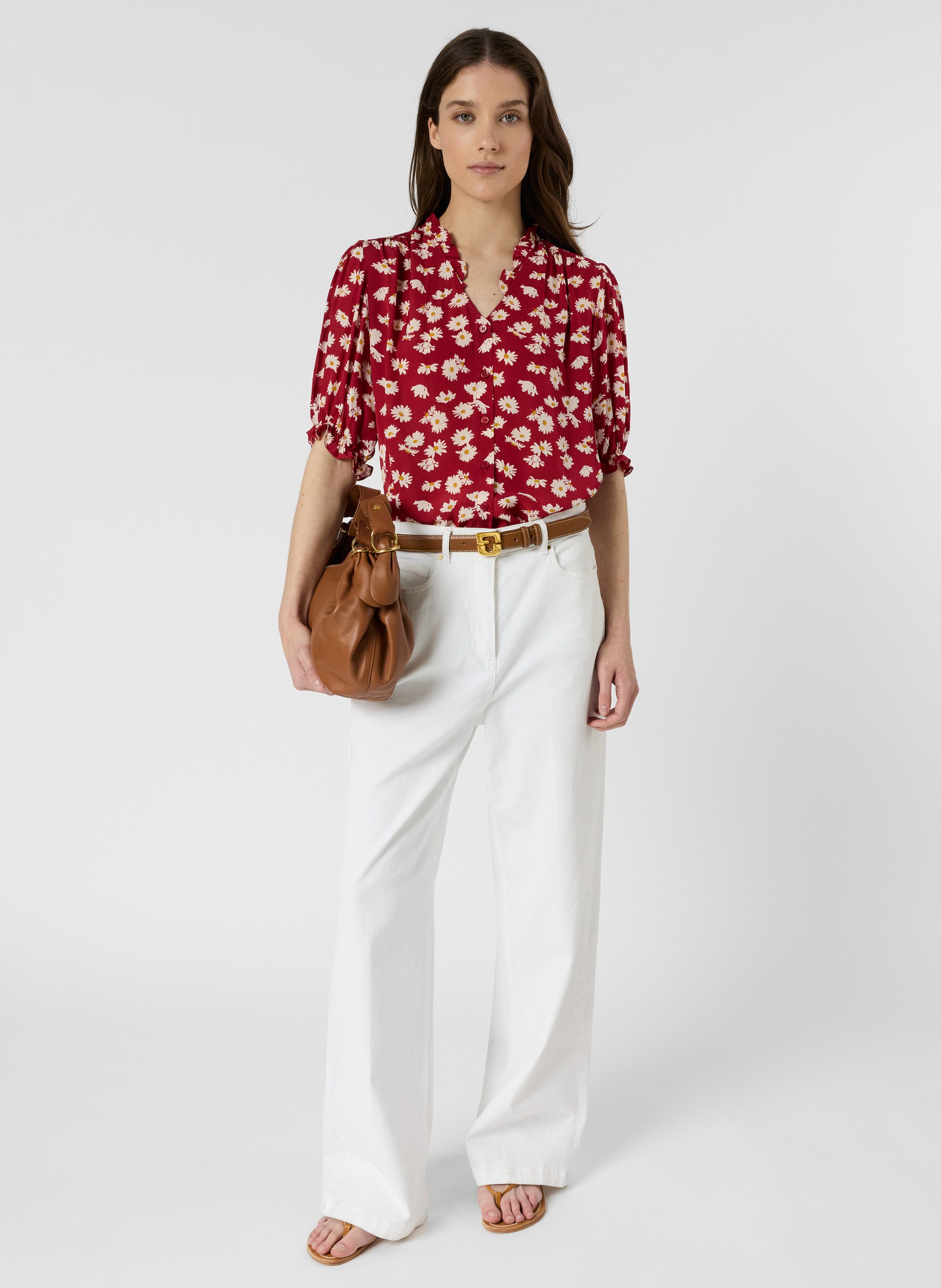 Blusenhemd mit V-Ausschnitt und Print GERARD DAREL Rot