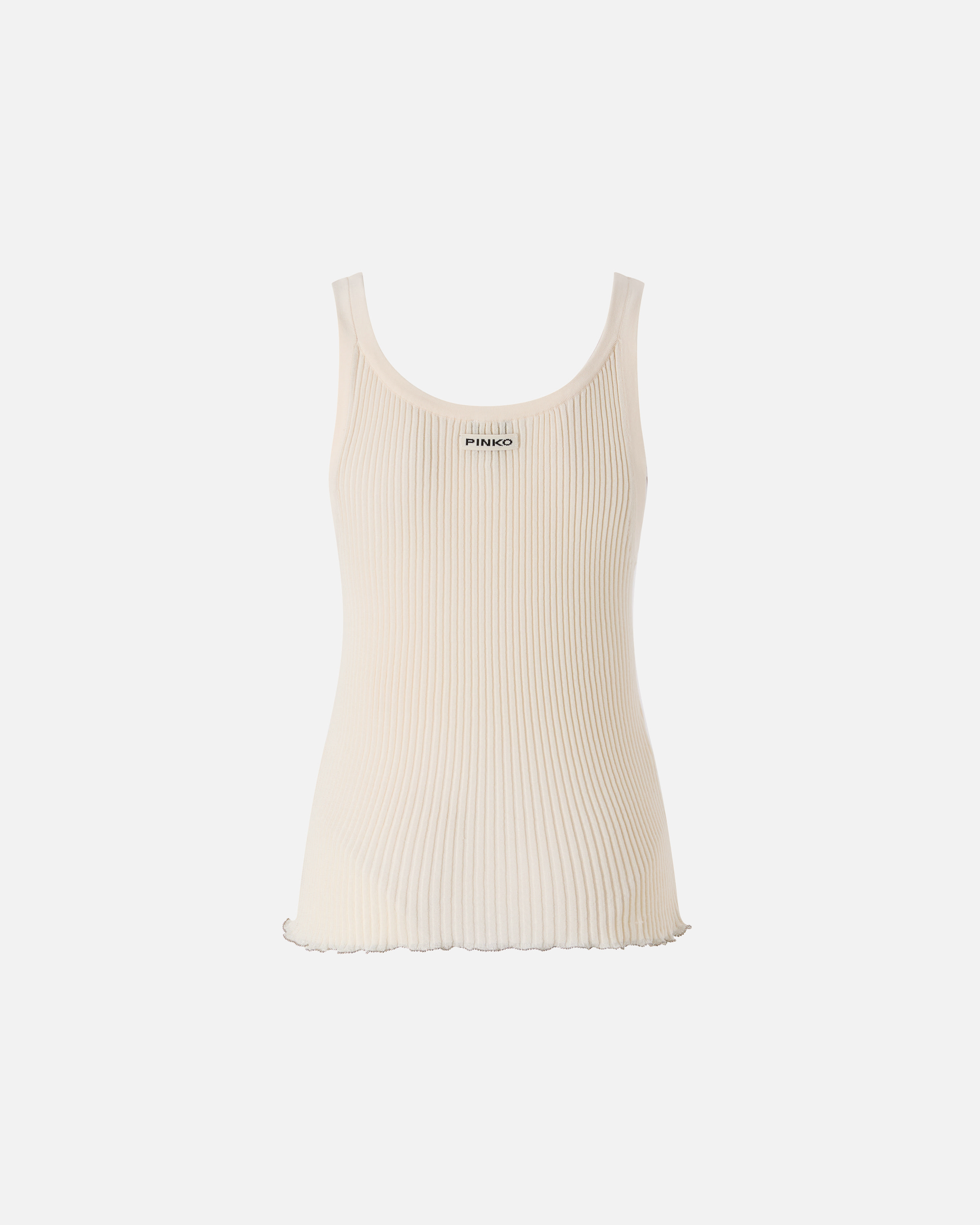Ribbed logo tank top PINKO White