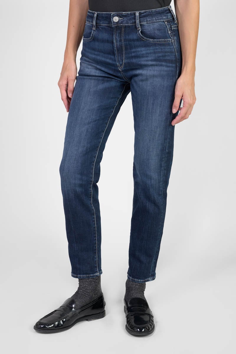 Straight mom jeans, 7/8 length LE TEMPS DES CERISES Blue
