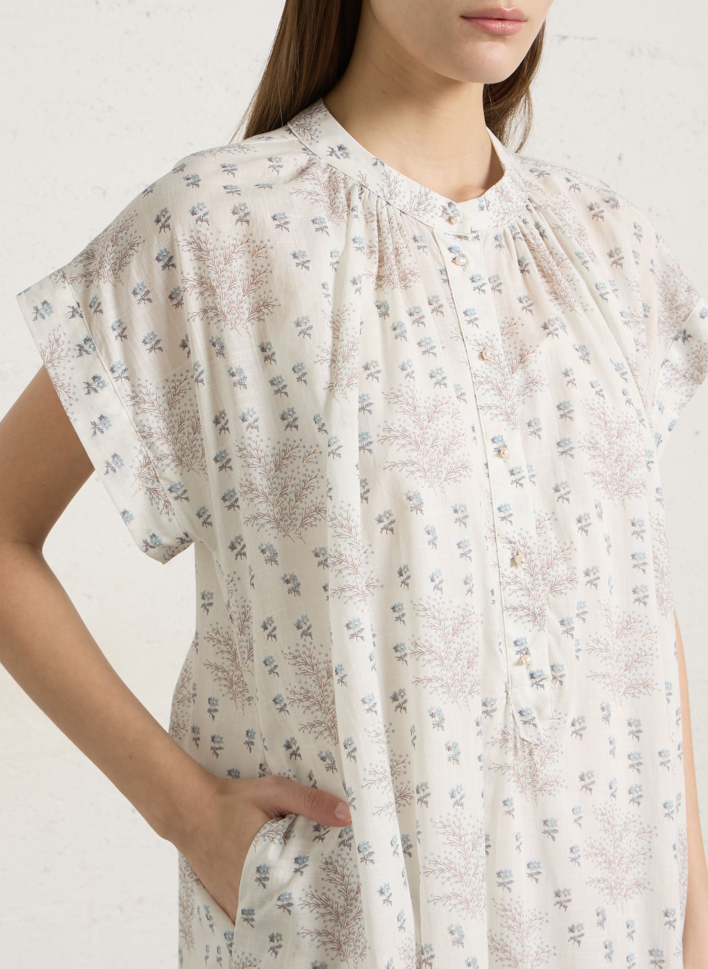 Long loose-fit printed dress HOD PARIS White