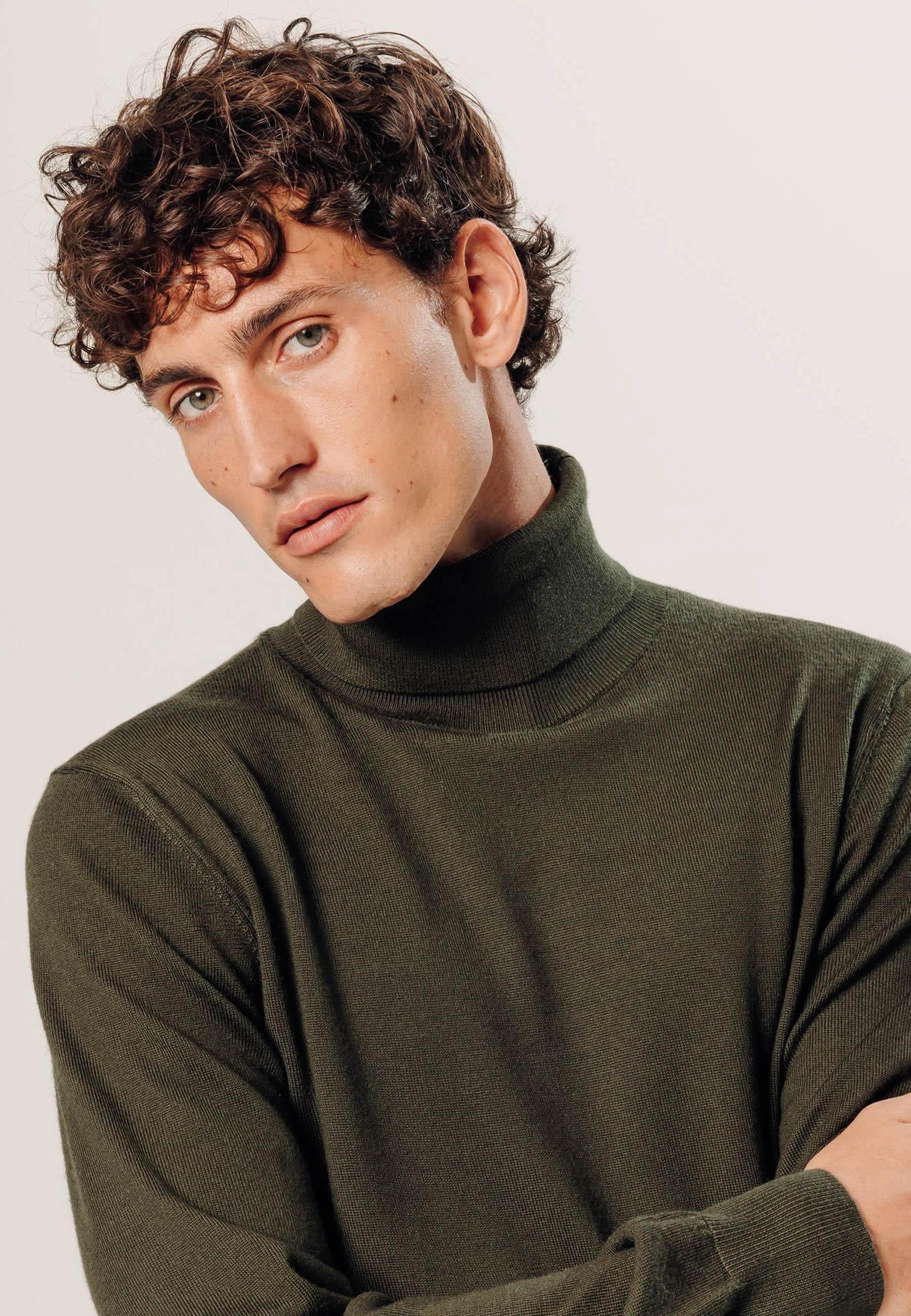 Pull col roulé en laine mérinos RODIER Vert