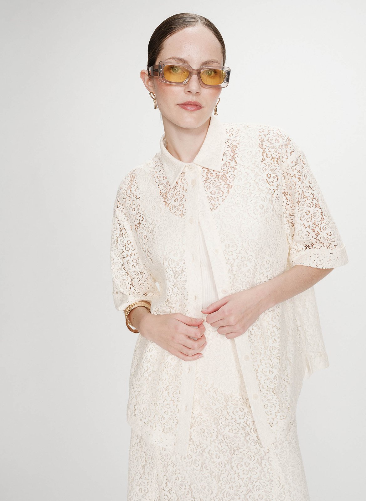 Chemise col classique en dentelle GRACE ET MILA