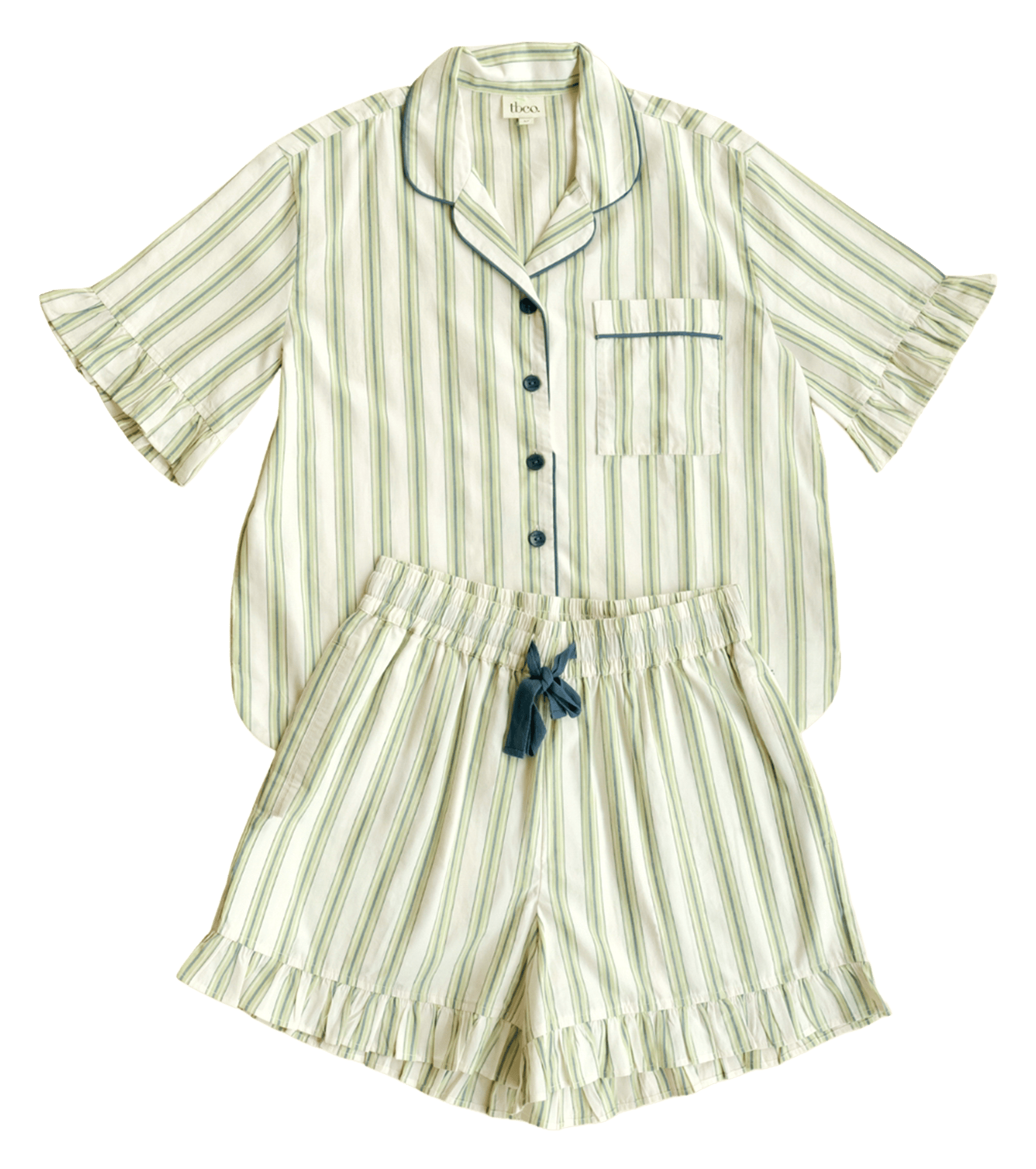 Pyjama-Set aus gestreifter Baumwolle TBCO Grun