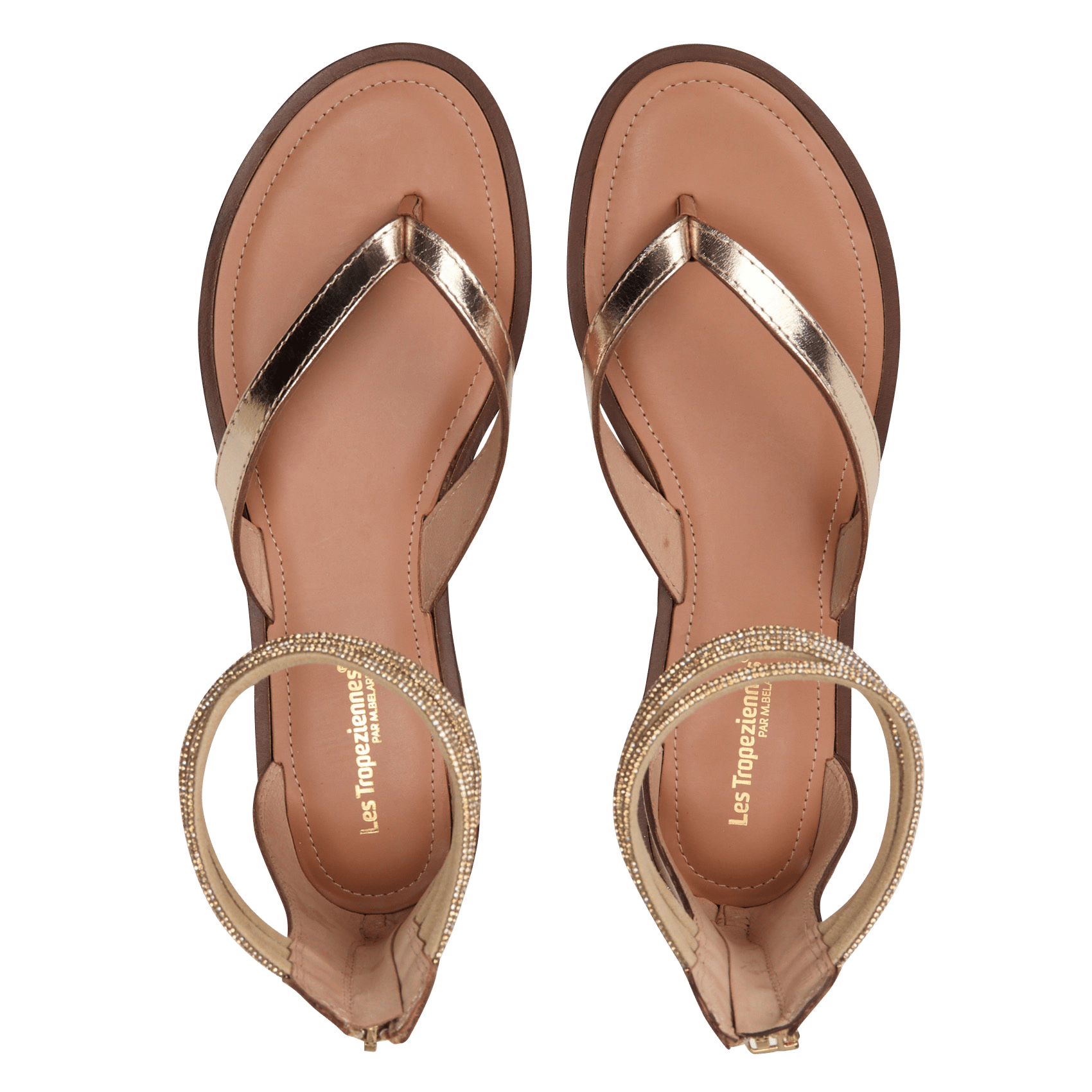 Sandales plates en cuir LES TROPEZIENNES PAR M.BELARBI Doré